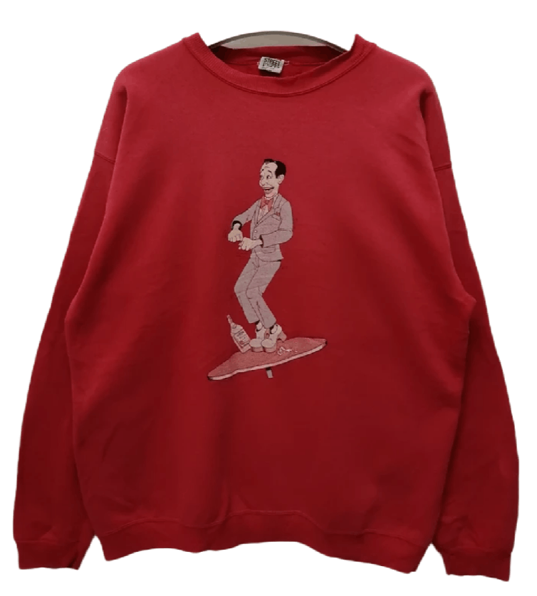 image of Vintage Vision Streetwear Crewneck Peewee Herman in Faded Red, Men's (Size XL)