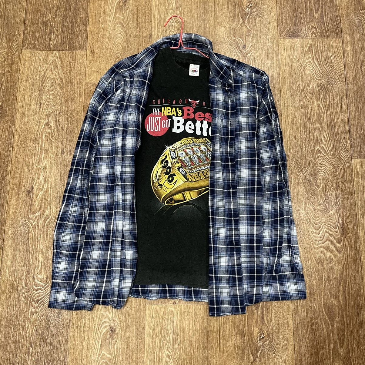 Vintage Vintage 90s Navy Plaid Shirt Grunge Oversized Streetwear XXL Size US XXL / EU 58 / 5 - 1 Thumbnail