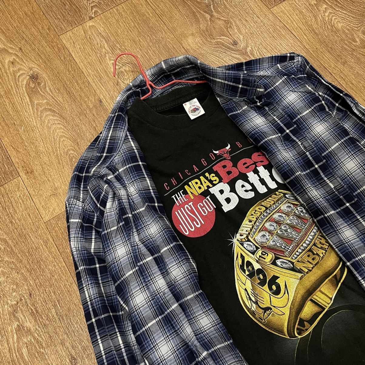 Vintage Vintage 90s Navy Plaid Shirt Grunge Oversized Streetwear XXL Size US XXL / EU 58 / 5 - 5 Thumbnail