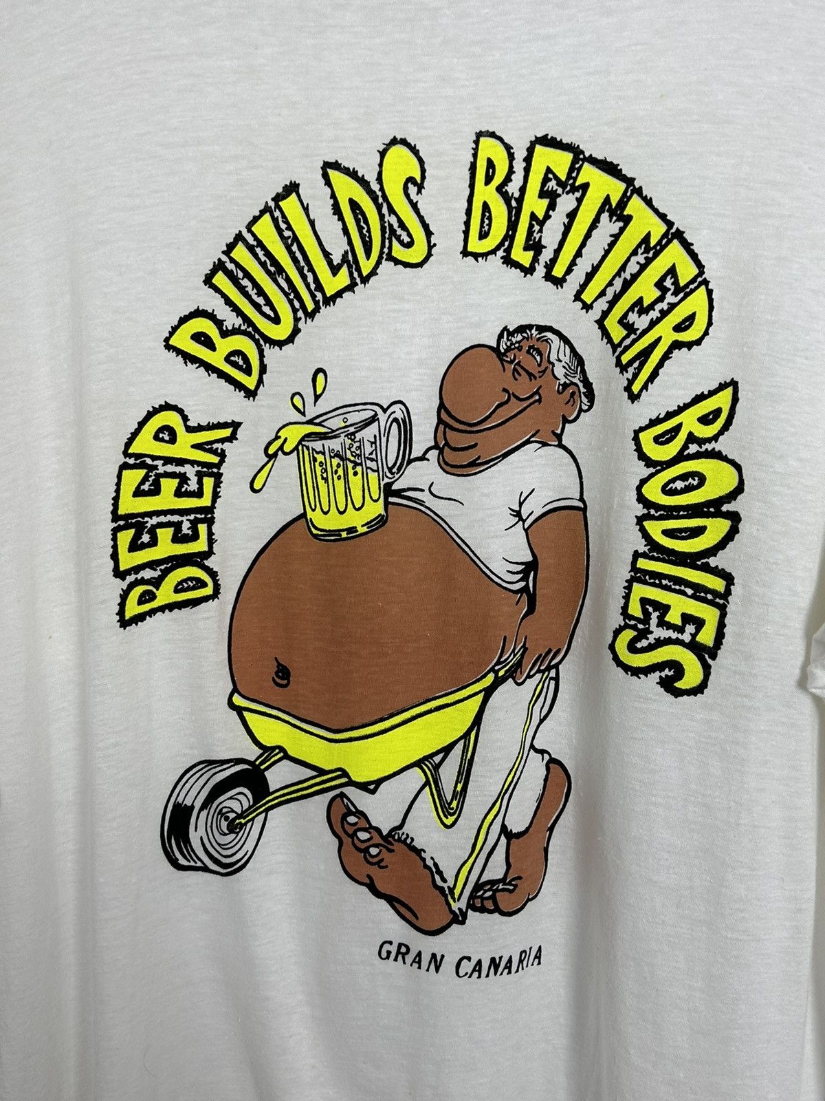 Vintage 90s Vintage Single Stitch Beer Builds Better Bodies Tee Size US XXL / EU 58 / 5 - 2 Thumbnail