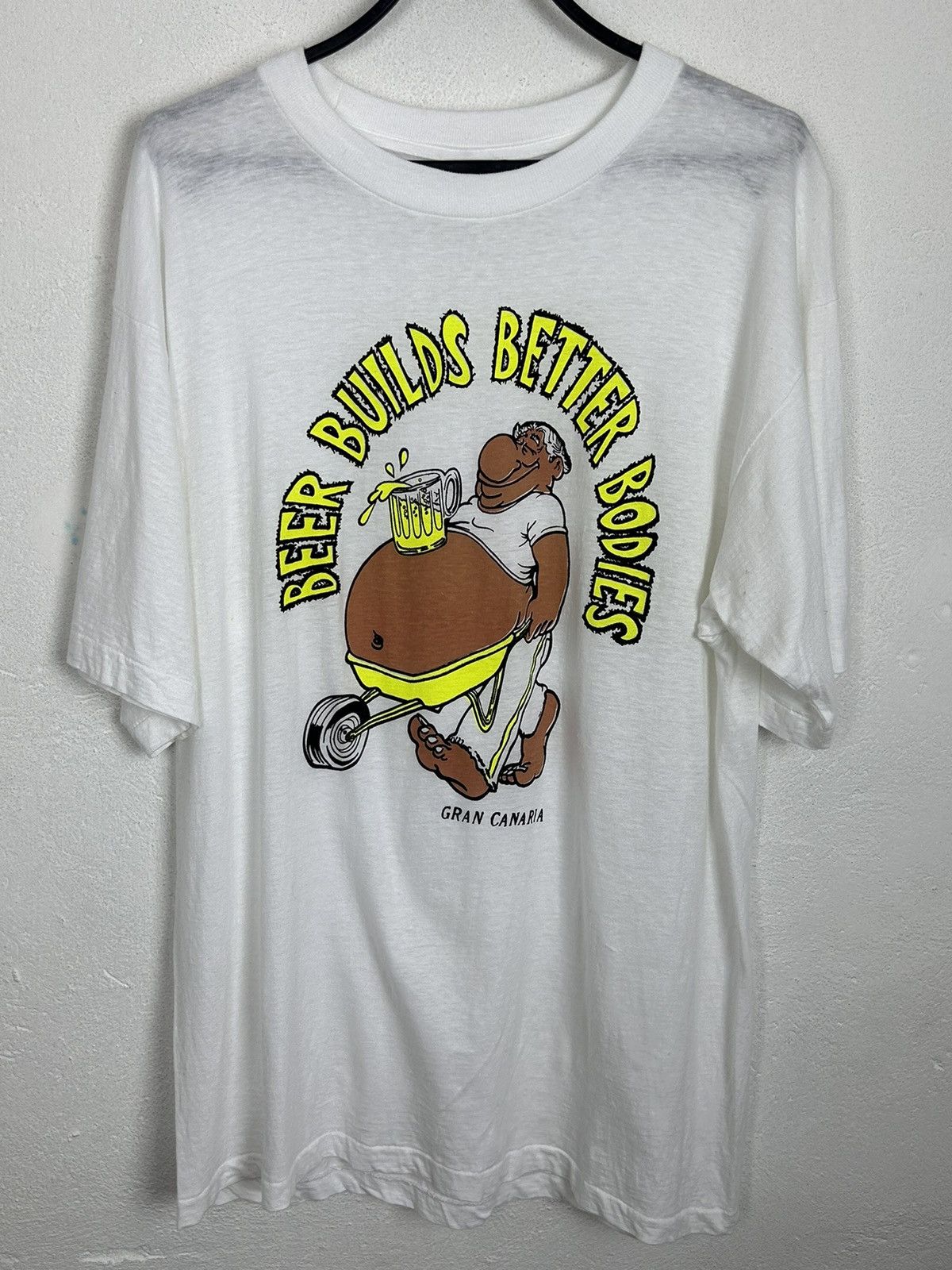 Vintage 90s Vintage Single Stitch Beer Builds Better Bodies Tee Size US XXL / EU 58 / 5 - 1 Thumbnail