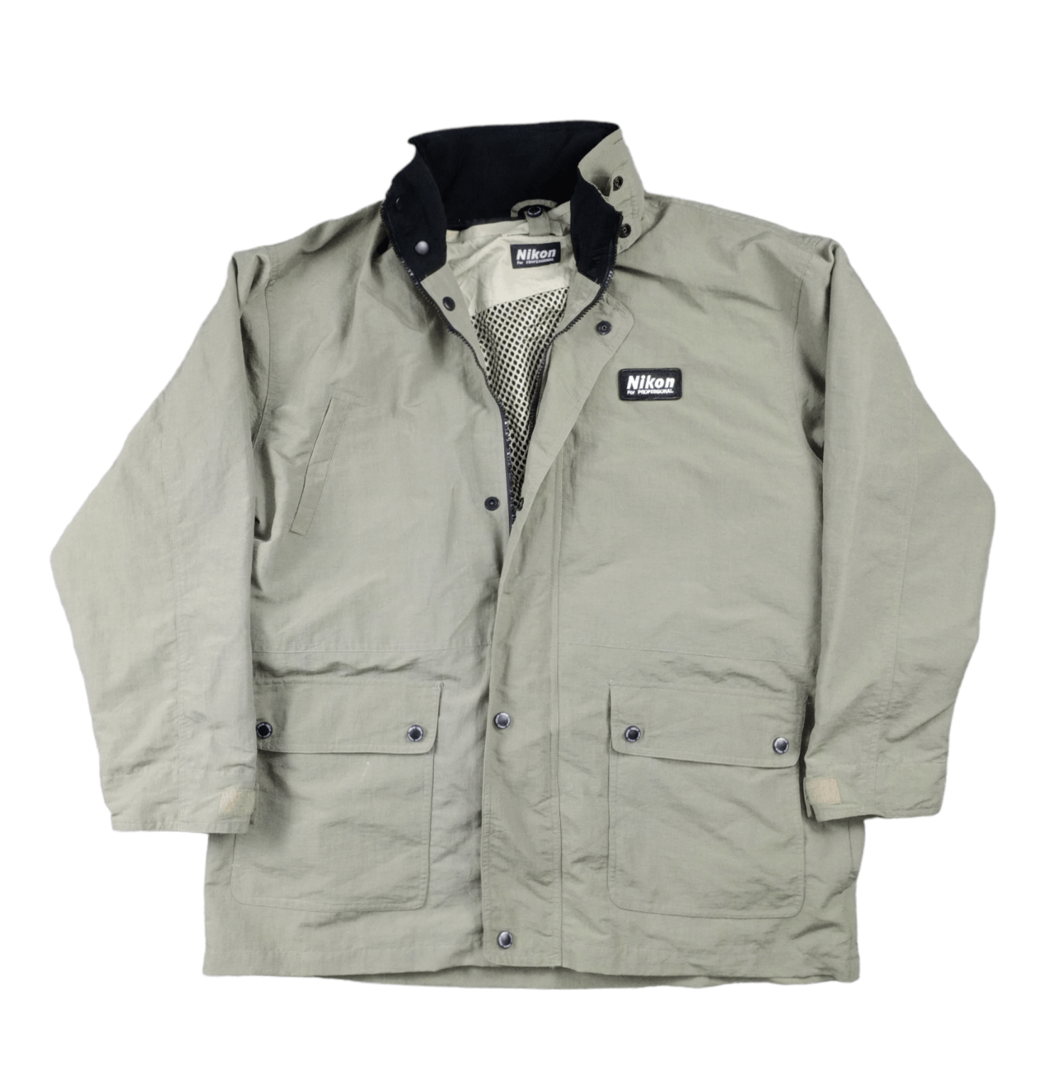 image of Vintage Nikon Double Pocket Hooded Jacket With Vest Size XL in Green Olive, Men's