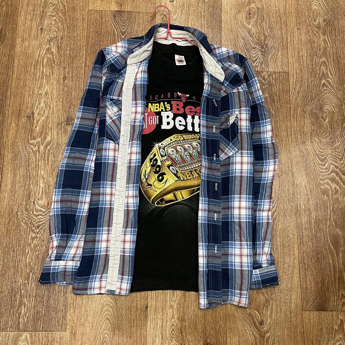 Vintage Vintage Y2K Checkered Flannel Shirt Blue White Oversized L Size US L / EU 52-54 / 3 - 1 Thumbnail