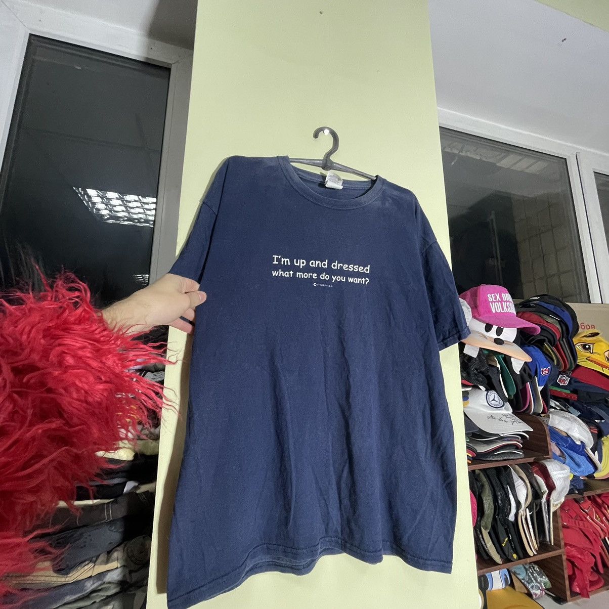 Vintage Vintage Y2K Graphic Tee Humor Print Streetwear Navy Boxy L Size US L / EU 52-54 / 3 - 1 Thumbnail