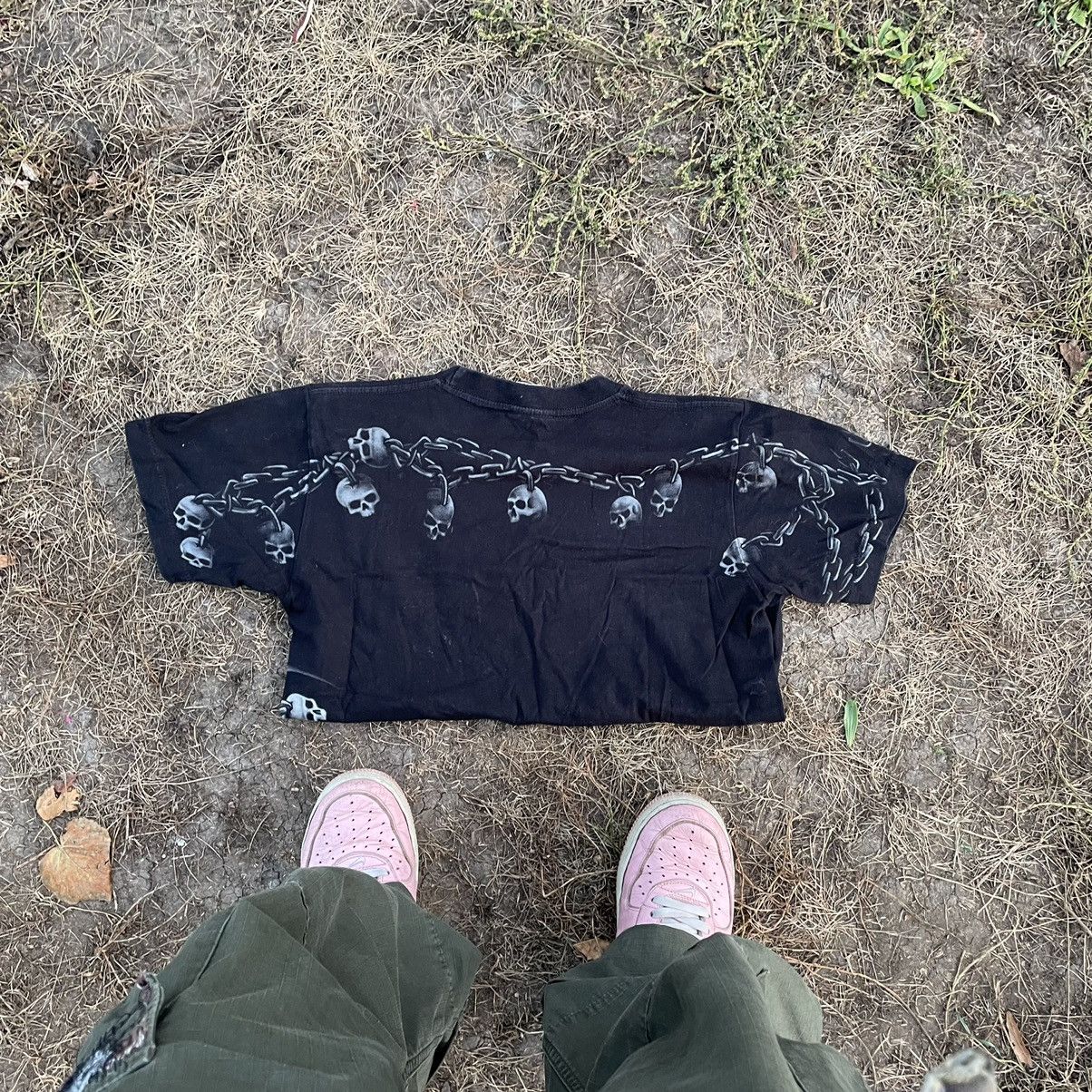 Vintage Vintage 90s Sun Faded Graphic Tee Skull Horror Grunge Boxy S Size US S / EU 44-46 / 1 - 6 Thumbnail