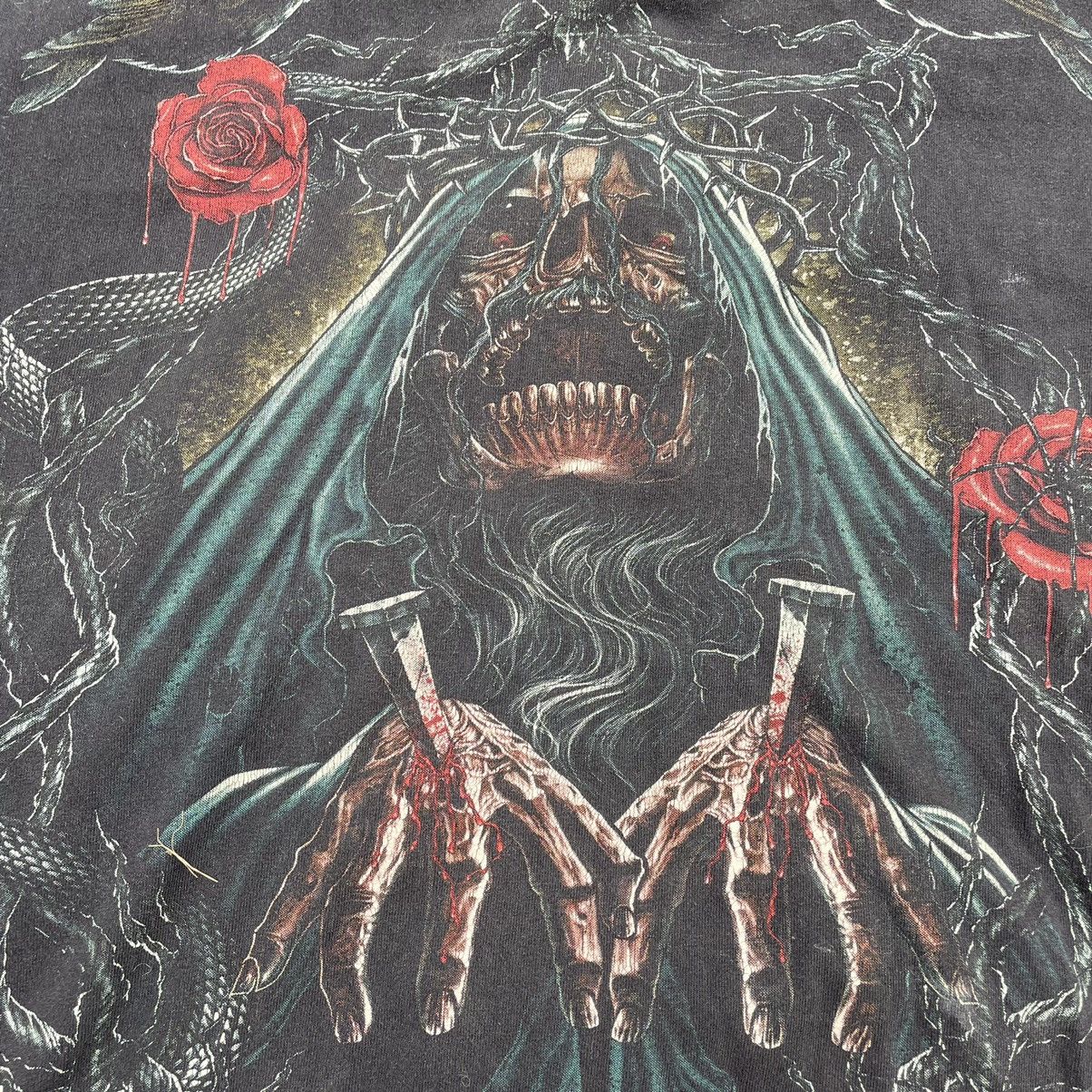 Vintage Vintage 90s Horror Graphic Tee Skulls Roses Dark Academia L Size US L / EU 52-54 / 3 - 6 Thumbnail