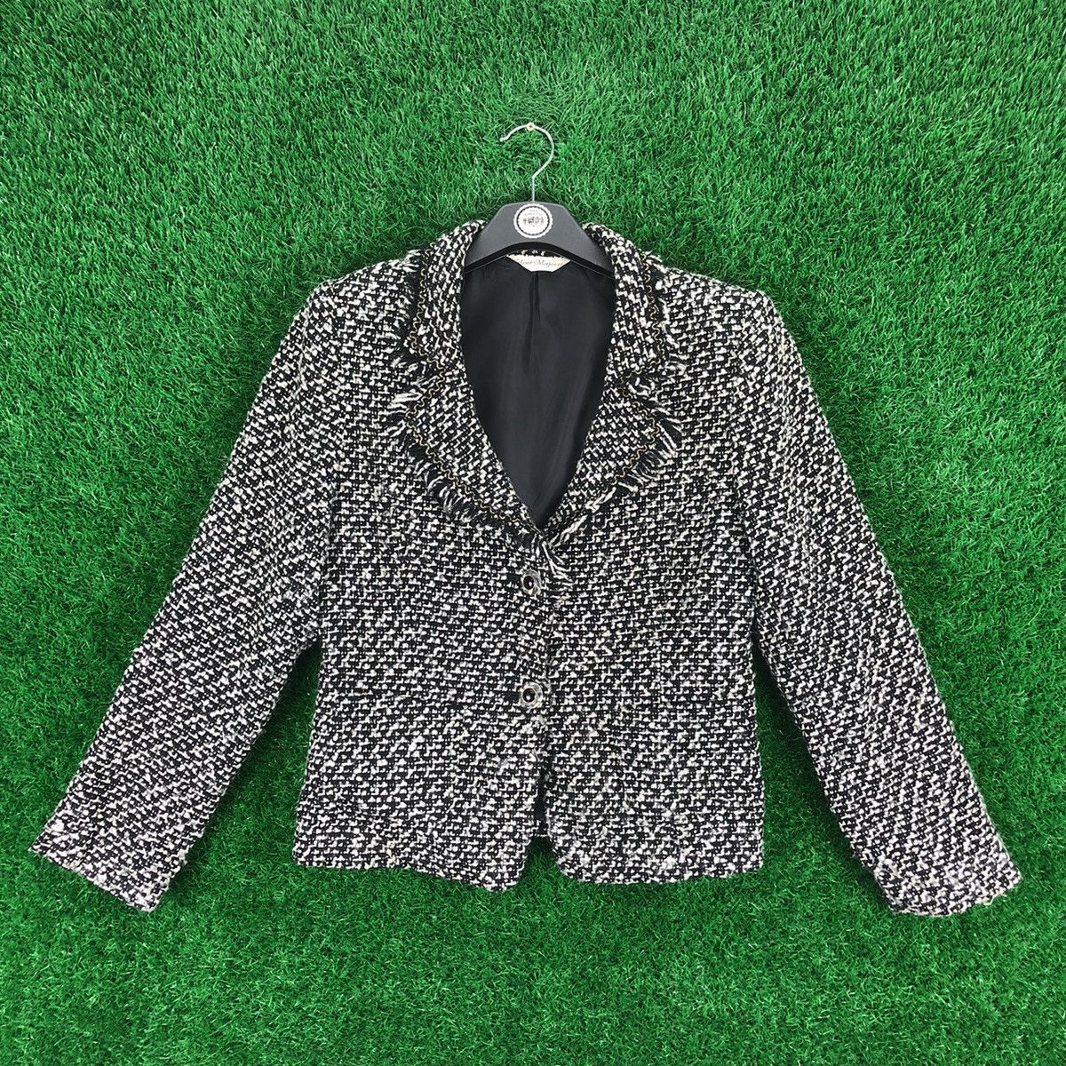 image of Avant Garde Vintage Tweed Coat Jacket Women By Silent Majority in Black/White (Size XS)