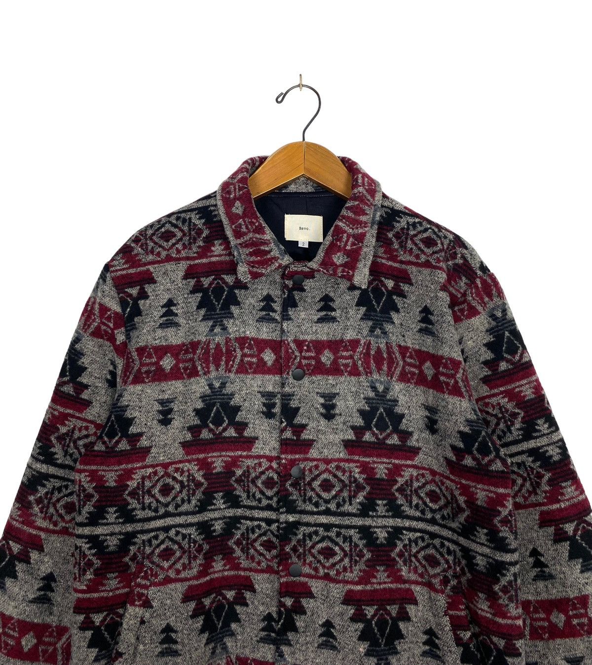 Japanese Brand Rare‼️ Vintage Revo Wool Snap Button Jacket Aztec Navajo Size US S / EU 44-46 / 1 - 4 Thumbnail