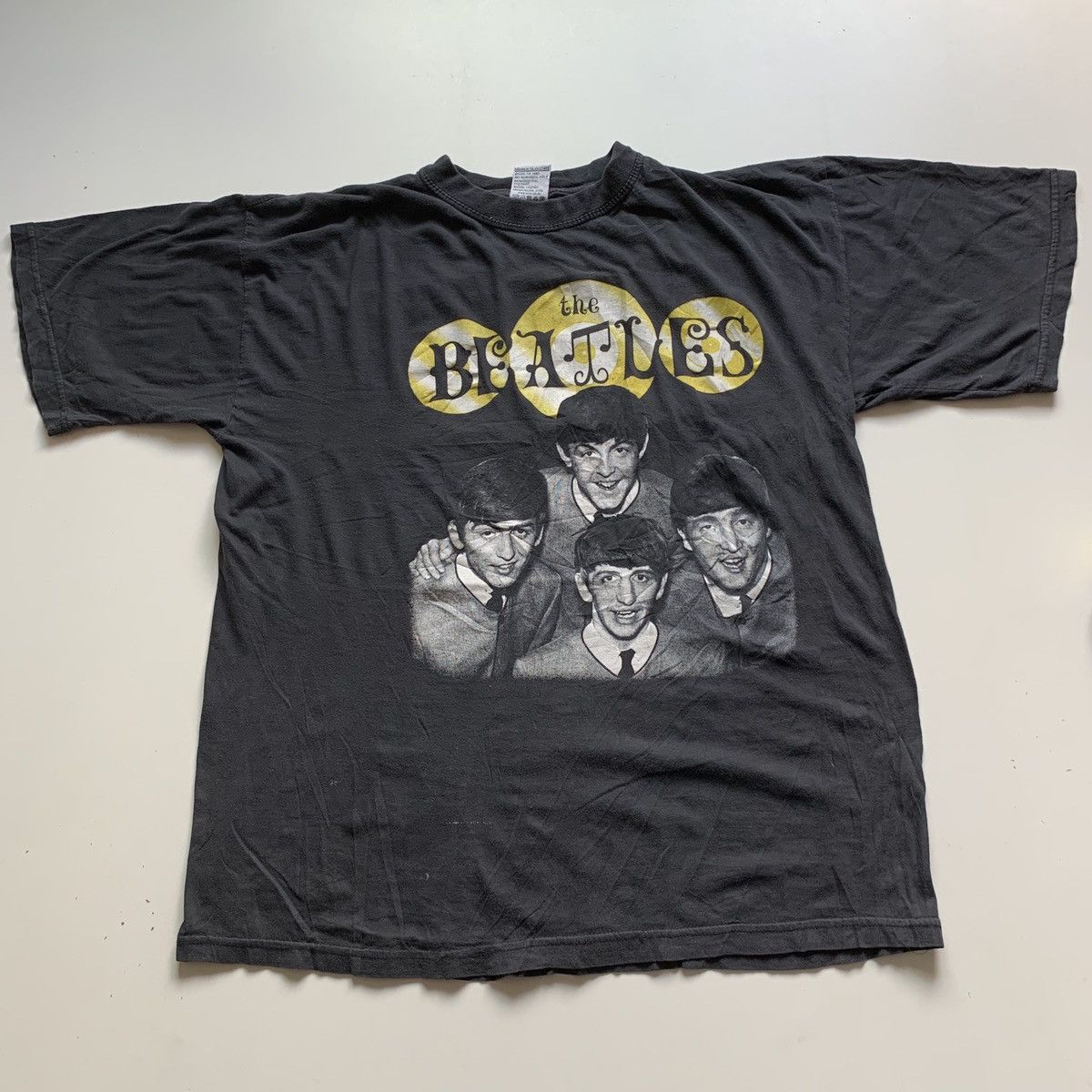 image of Band Tees x Vintage 90's The Beatles Graphic Bootleg Band T Shirt in Black, Men's (Size Large)