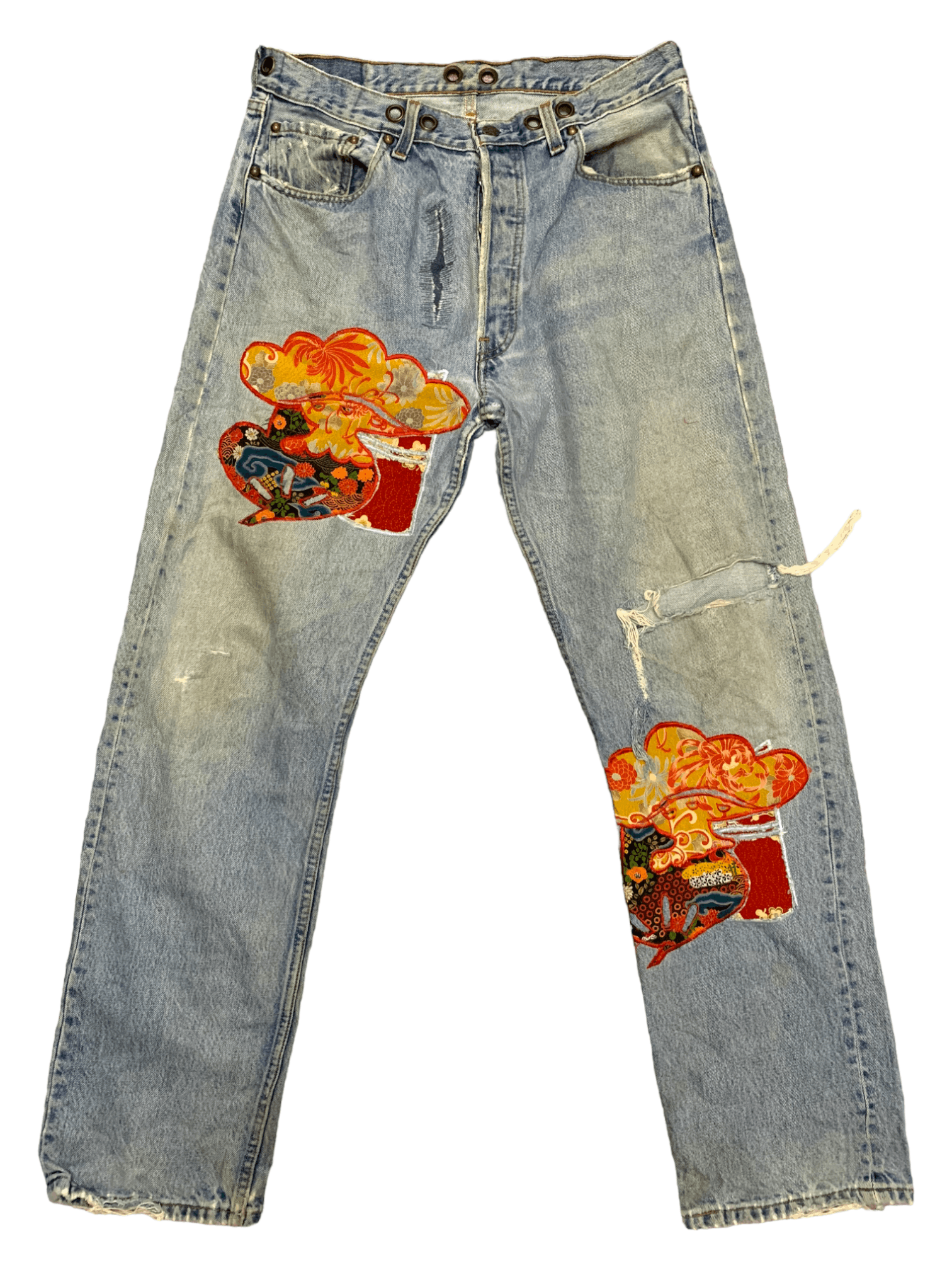 Japanese Brand Vintage Japanese Brand Embellish Distressed Loose Jeans Size US 32 / EU 48 - 1 Thumbnail