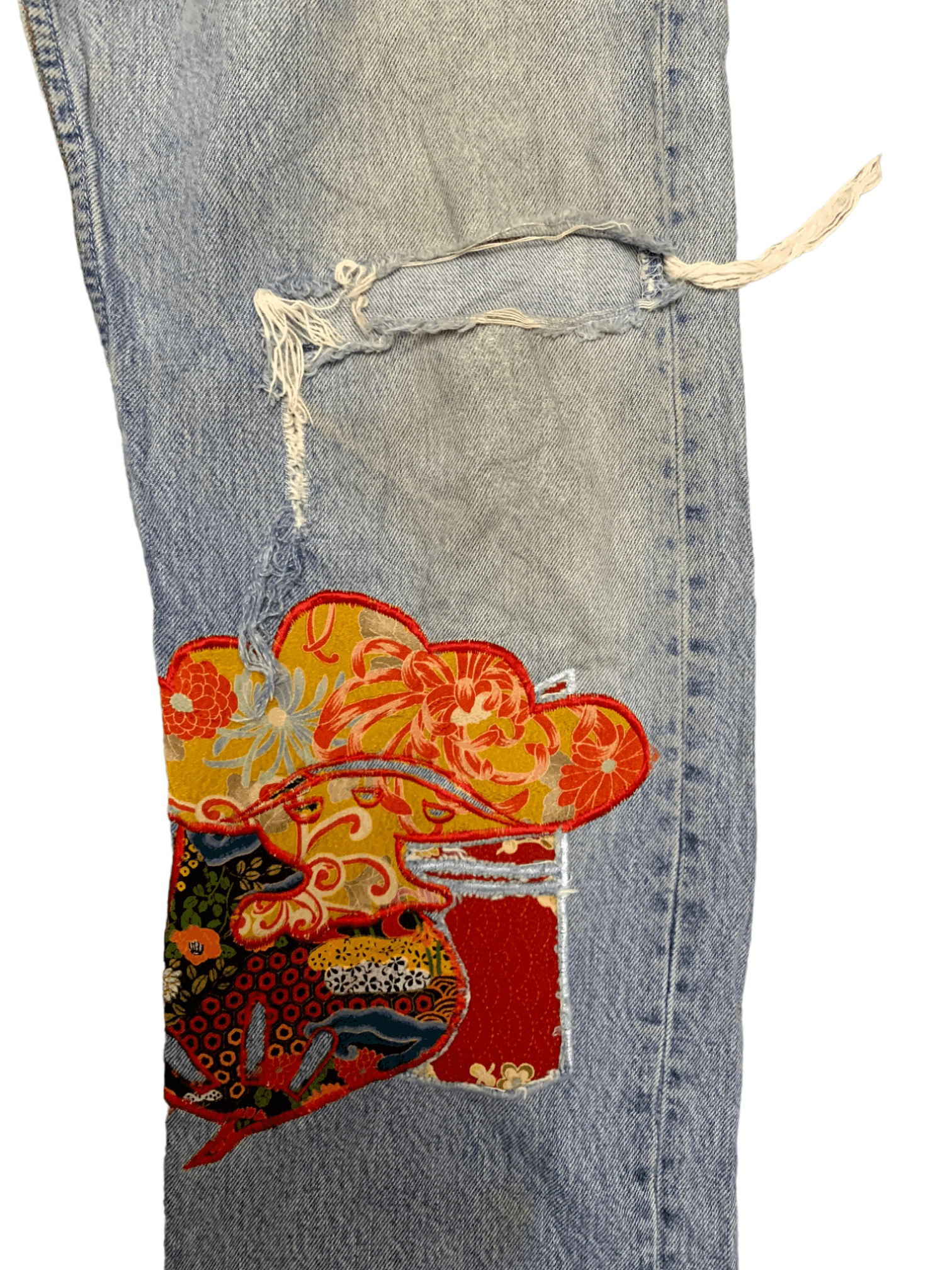 Japanese Brand Vintage Japanese Brand Embellish Distressed Loose Jeans Size US 32 / EU 48 - 6 Thumbnail