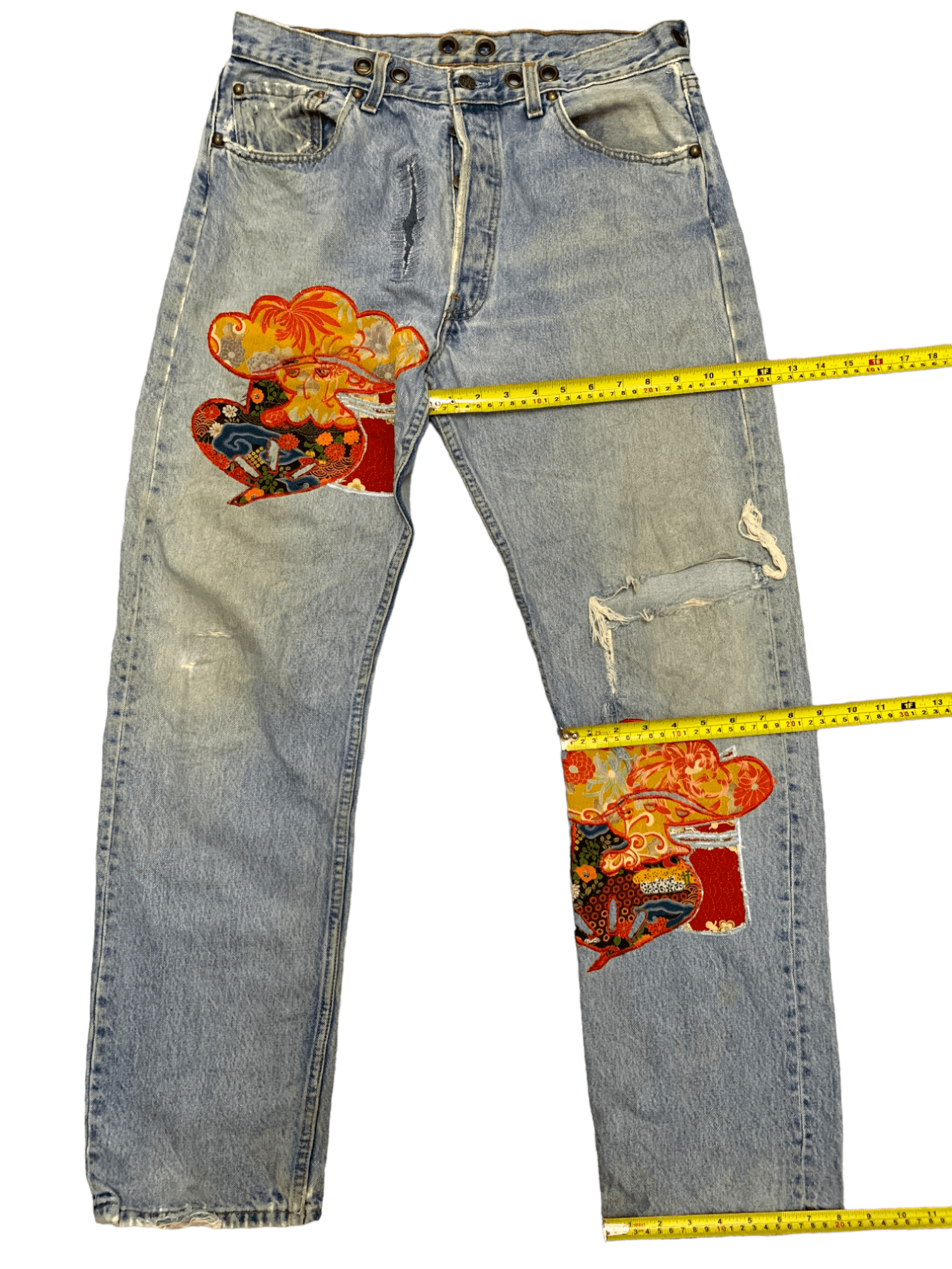 Vintage Japanese Brand Embellish Distressed Loose Jeans