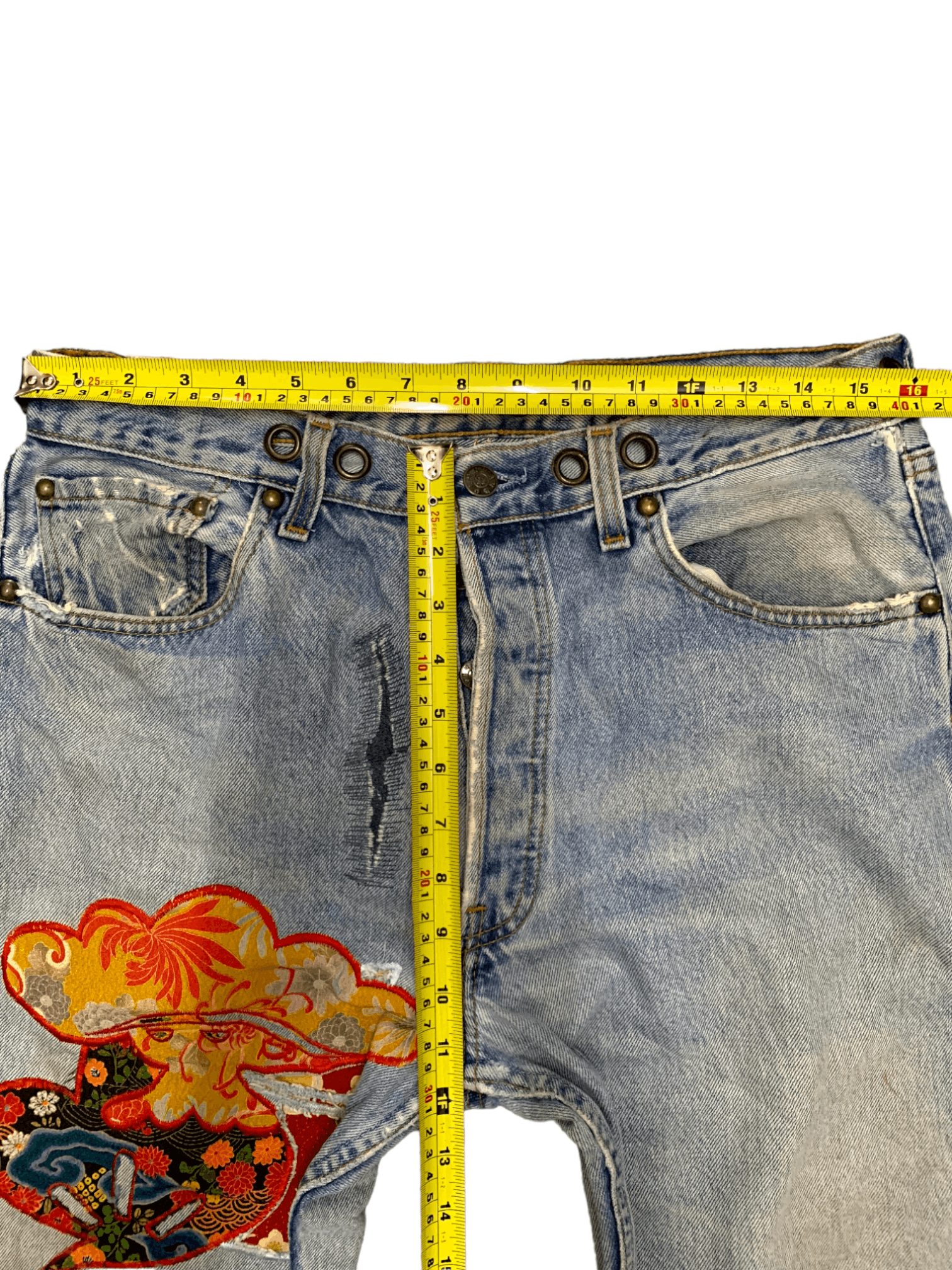 Japanese Brand Vintage Japanese Brand Embellish Distressed Loose Jeans Size US 32 / EU 48 - 10 Thumbnail