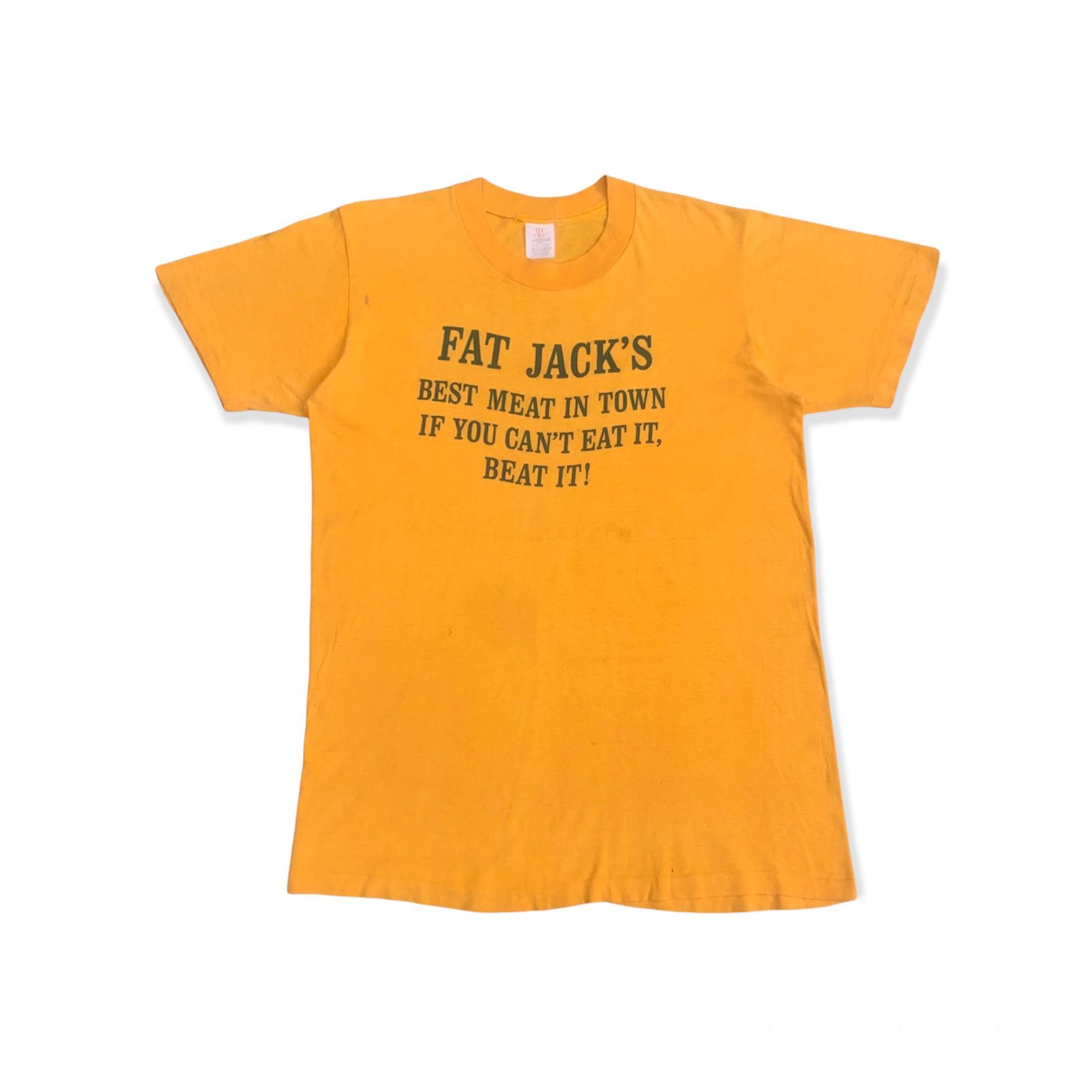 image of Humor x Vintage Fat Jack's Tshirt in Yellow, Men's (Size Medium)