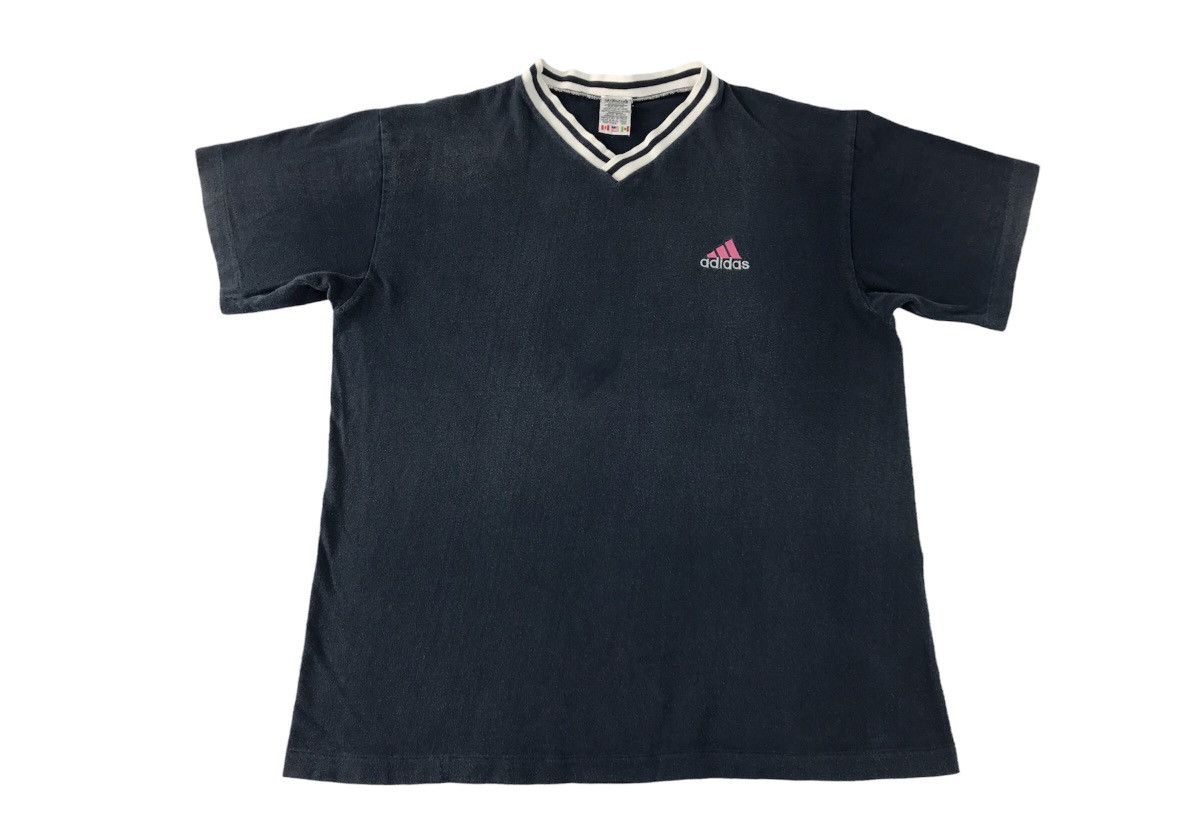 Adidas × Vintage 90s Adidas V Neck Tee Modern Classic Sportswear K2165j Size US L / EU 52-54 / 3 - 1 Thumbnail