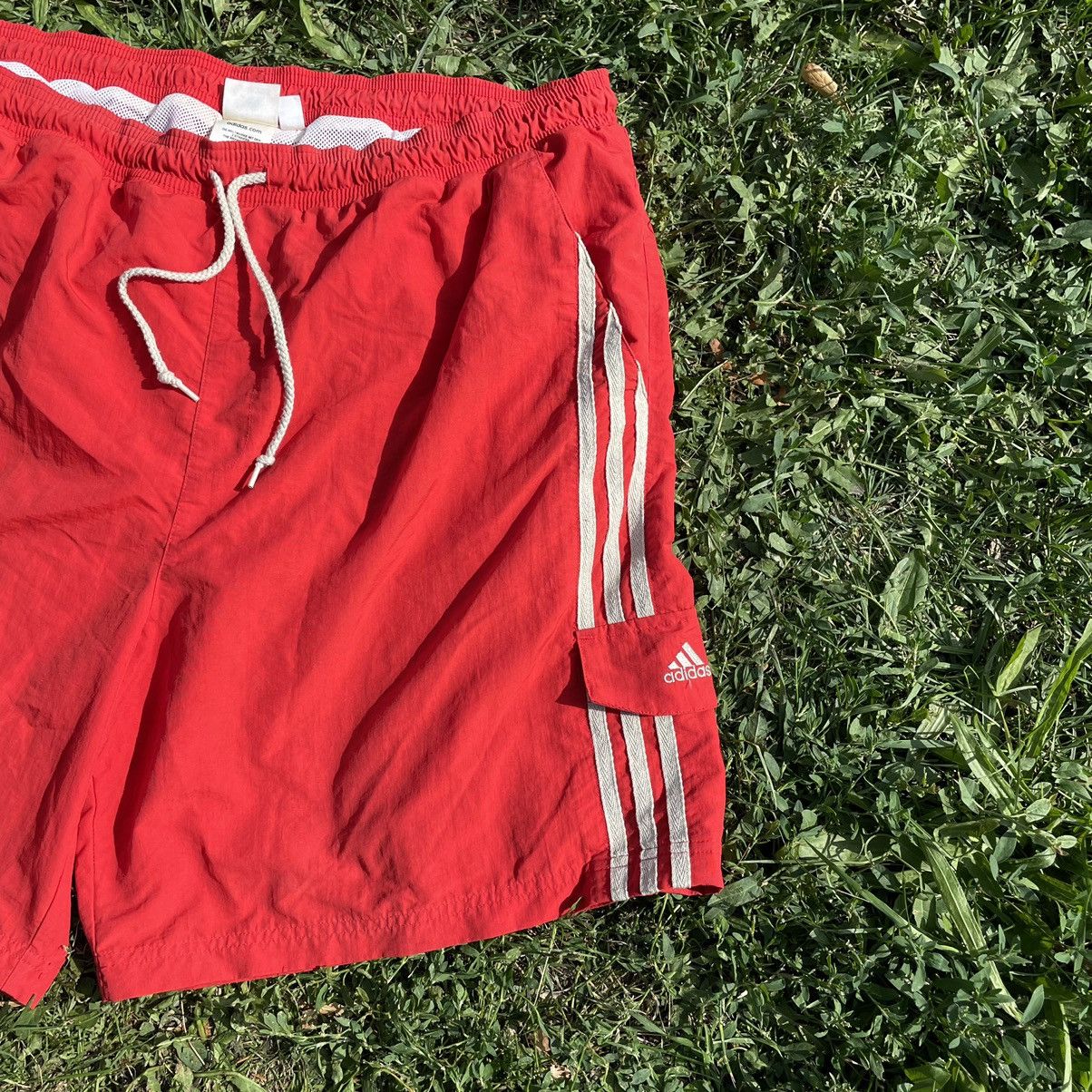 Vintage Vintage 90s Adidas Nylon Shorts Striped Logo Baggy Y2K 36 Size US 36 / EU 52 - 2 Thumbnail