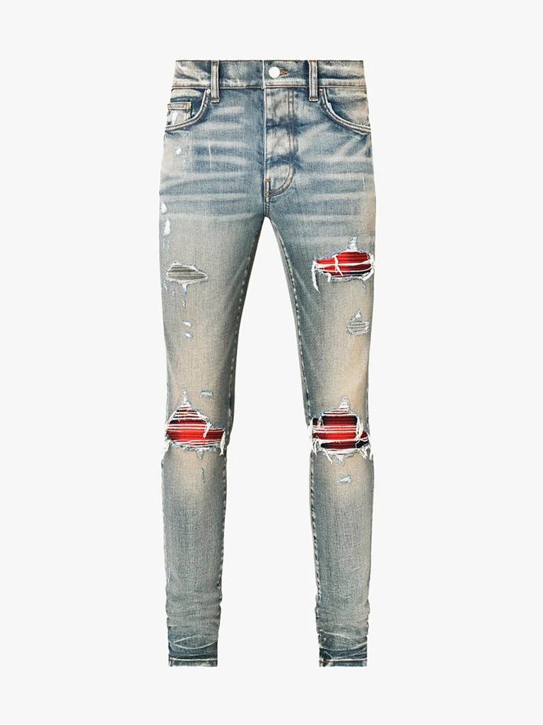 image of Amiri Plaid Mx1 Clay Indigo/red Jeans in Clay Indigo Red, Men's (Size 30)