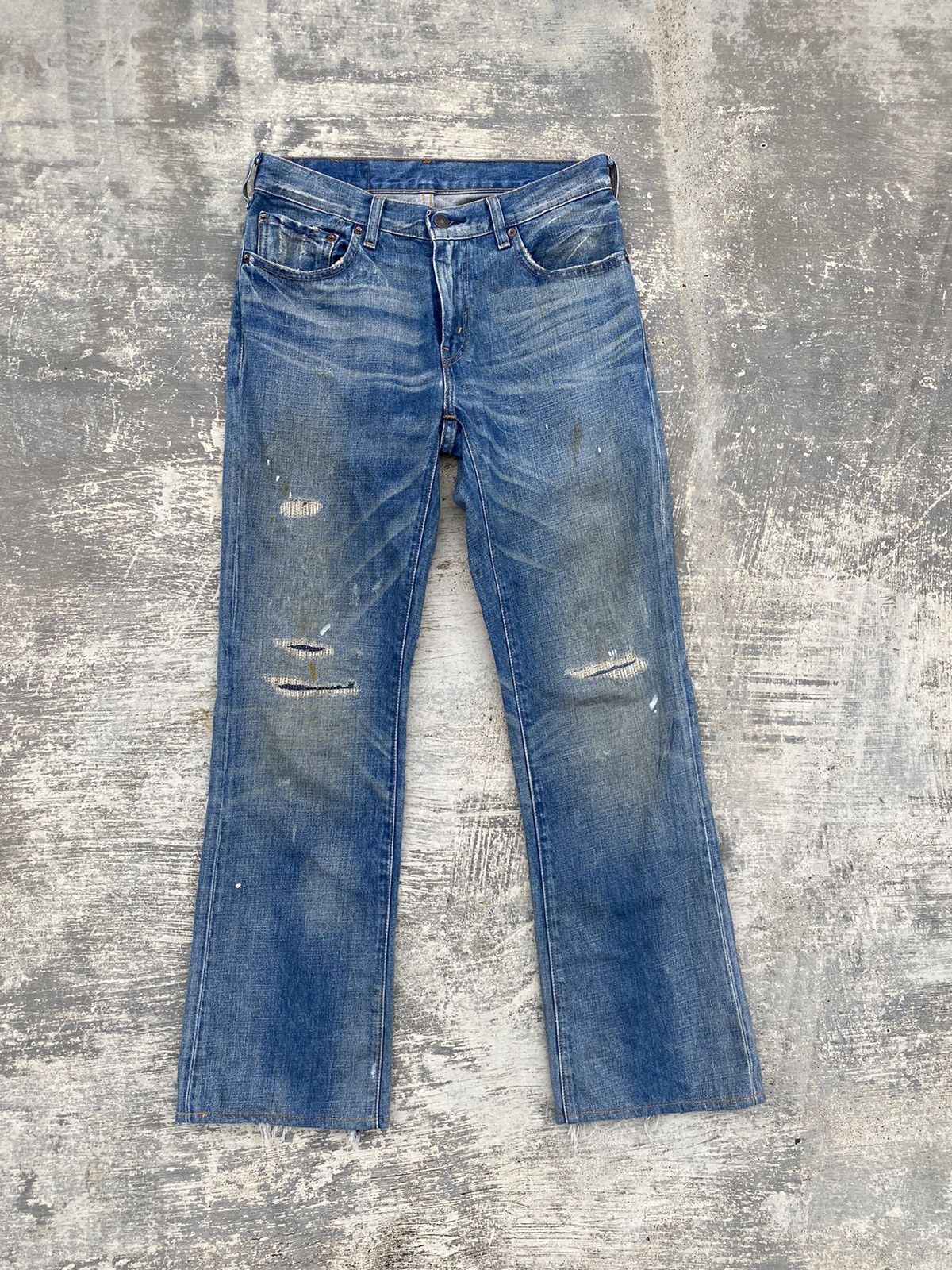 VINTAGE LEVIS 517 FLARE DISTRESSED RAVE COWBOY GORPCORE PUNK