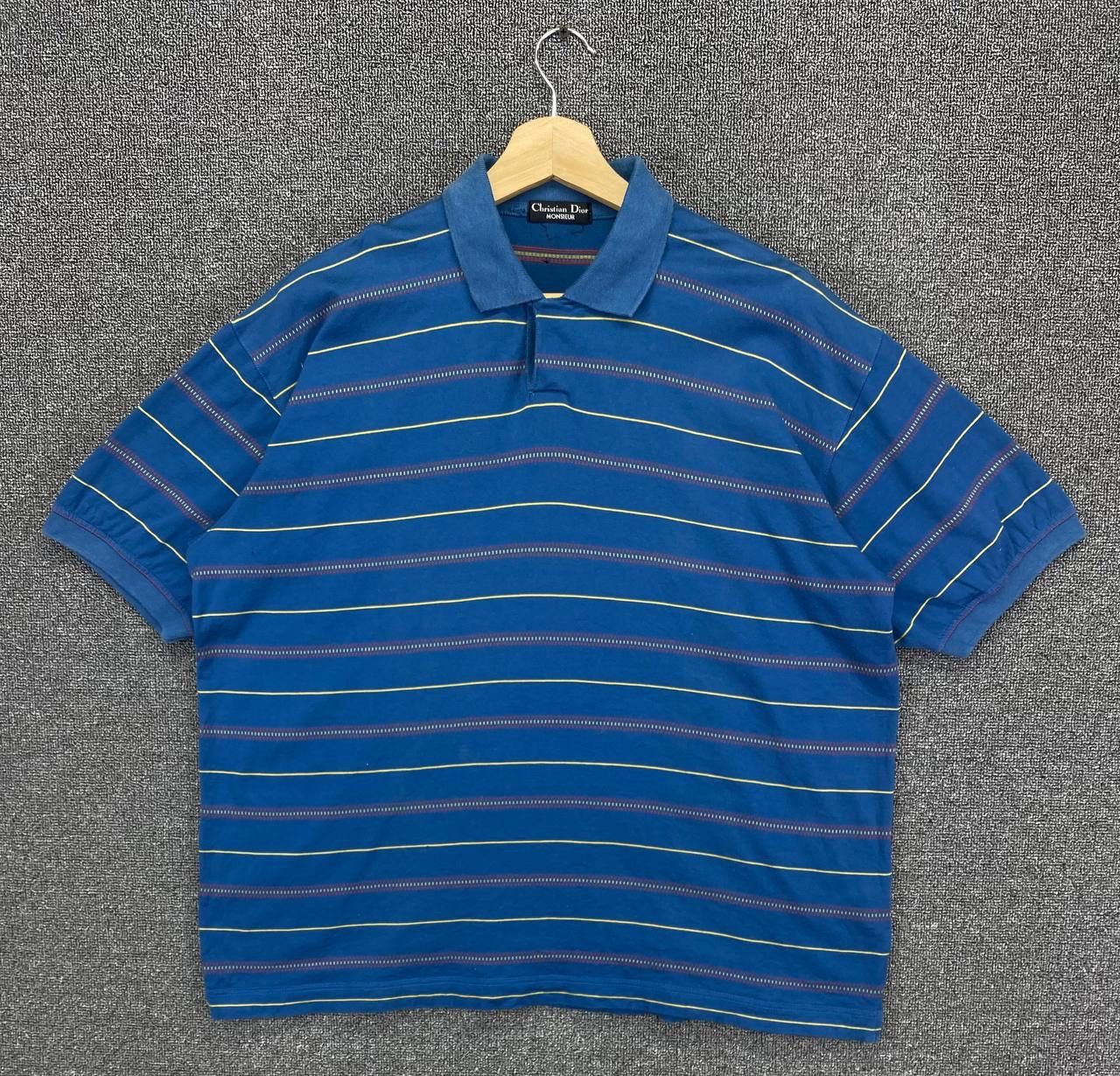 image of Christian Dior Monsieur x Over The Stripes Vintage Christian Dior Multicolour Stripes Polos T Shirt