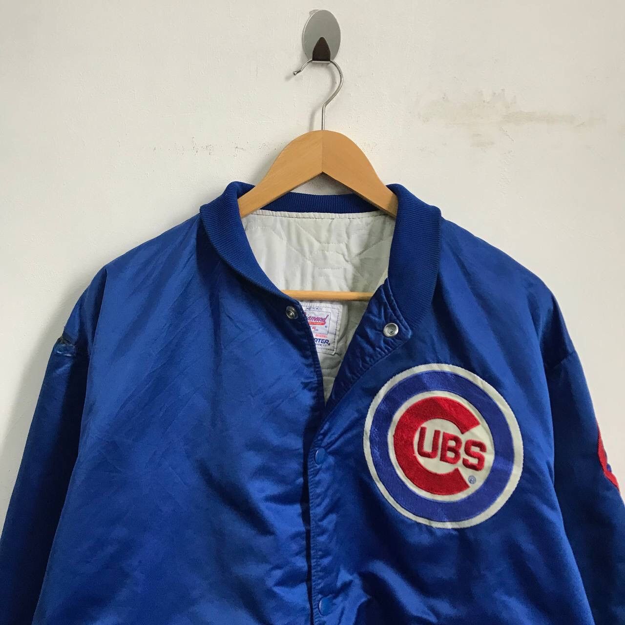Starter Vintage Blue Satin Chicago Cubs MLB Jacket Size US XL / EU 56 / 4 - 2 Thumbnail