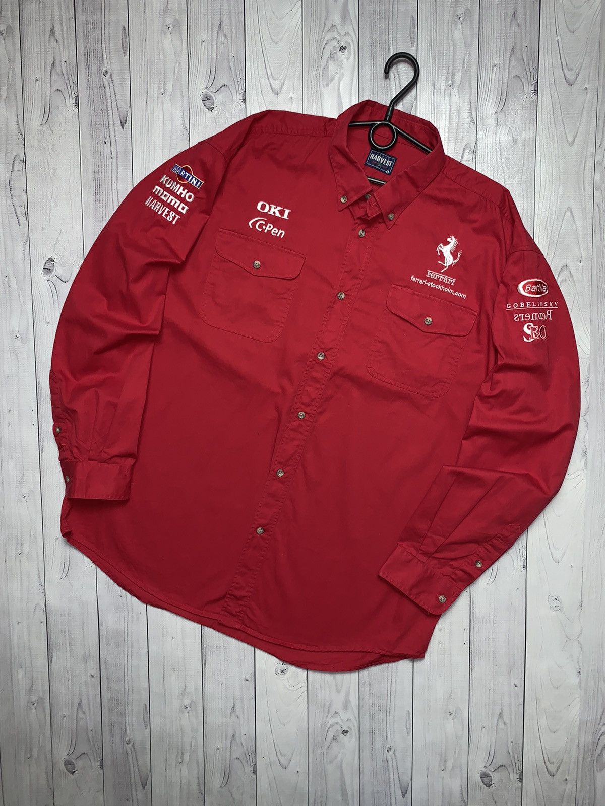 Vintage Ferrari racing shirt Harvest red logo size XL