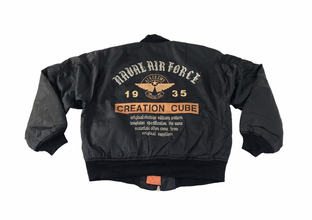 image of USN x Vintage Naval Air Force Creation Cube Type Ma-1 Flyer Intermediate in Black (Size Large)