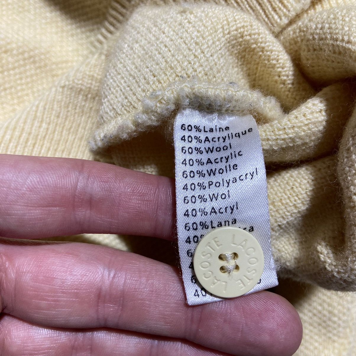 Lacoste Vintage 90s Lacoste Yellow Cardigan Tyler The Creator Style Size US M / EU 48-50 / 2 - 8 Thumbnail