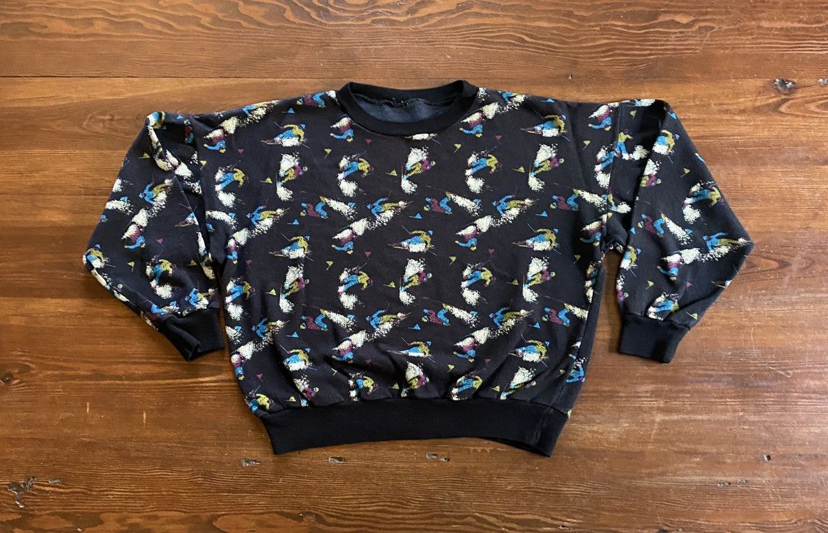 Vintage Vintage 80’s Skiers All Over Women’s Crewneck Sweatshirt Size S / US 4 / IT 40 - 2 Thumbnail