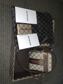 Balenciaga Gucci Collaboration Hacker Smartphone Bag Pochette  Canvas/Leather 680130