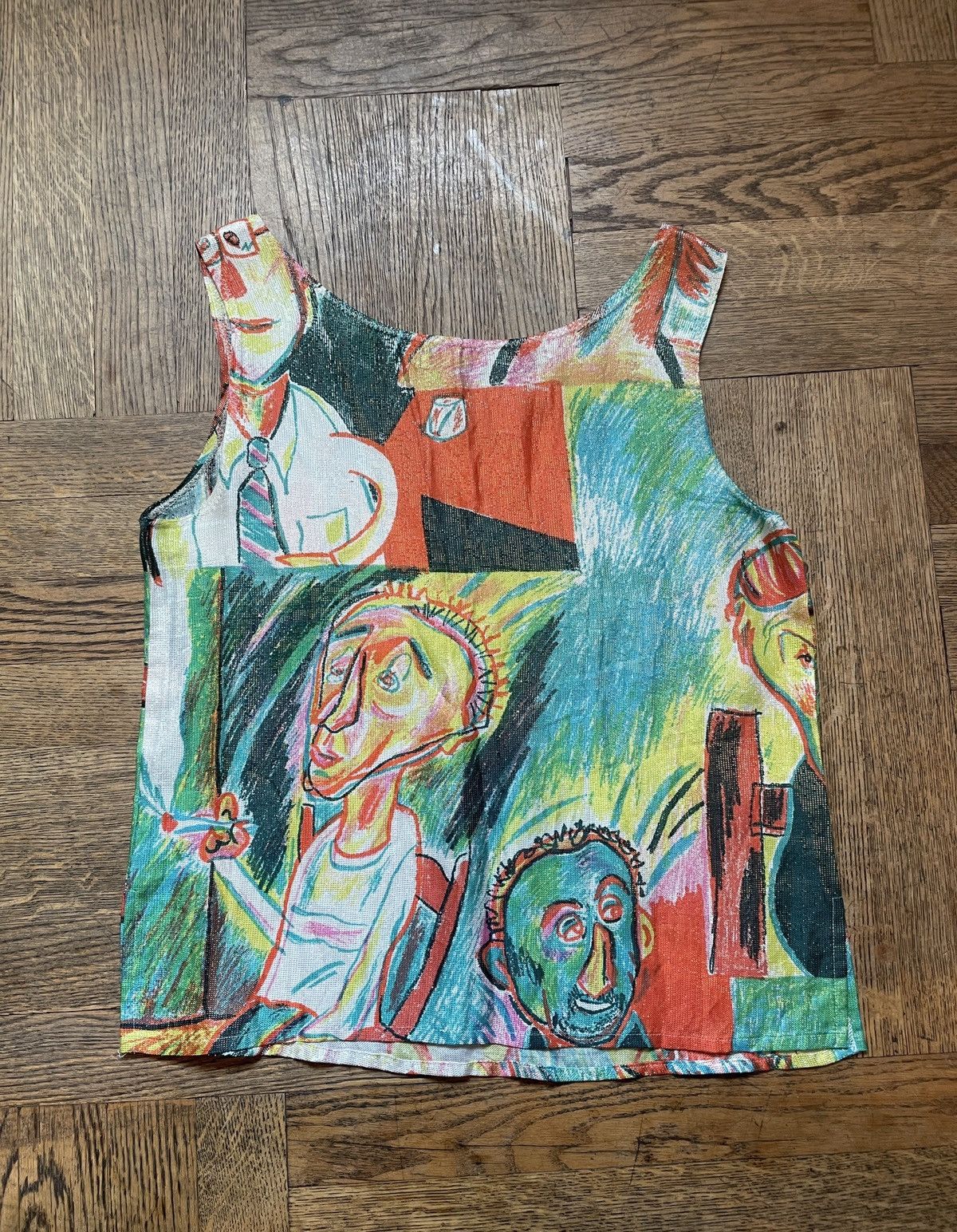 Kansai Yamamoto 1980s Metallic Fabric Printed Faces Top Size S / US 4 / IT 40 - 4 Thumbnail