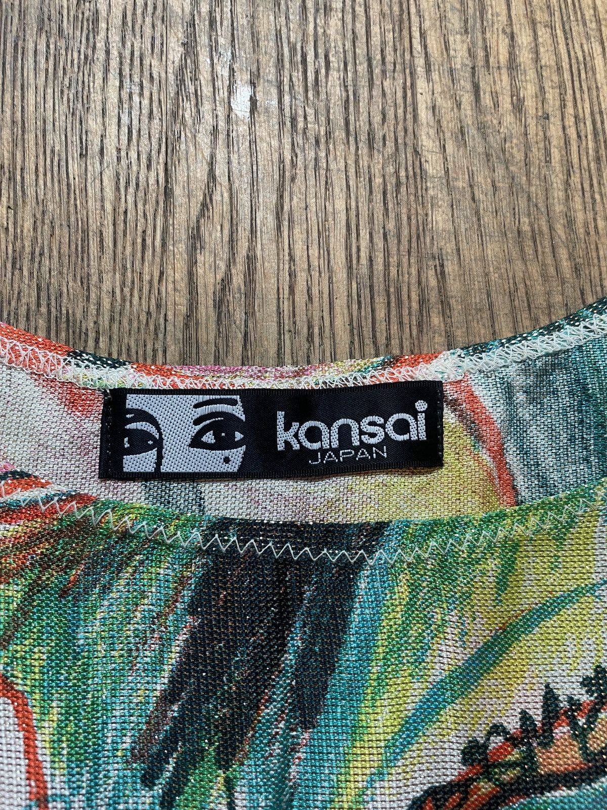 Kansai Yamamoto 1980s Metallic Fabric Printed Faces Top Size S / US 4 / IT 40 - 2 Thumbnail
