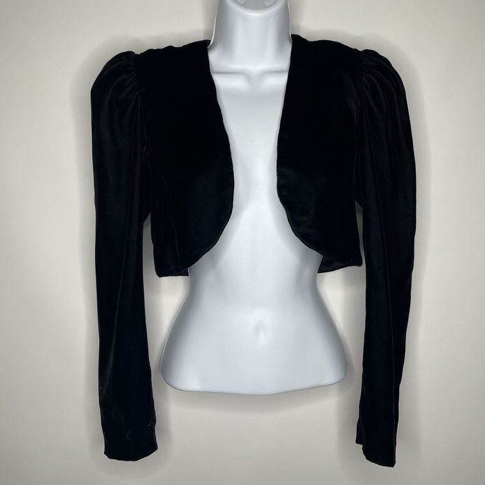 Vintage 80s Windsor Fashions Black Velvet Cropped Bolero Jacket | Grailed