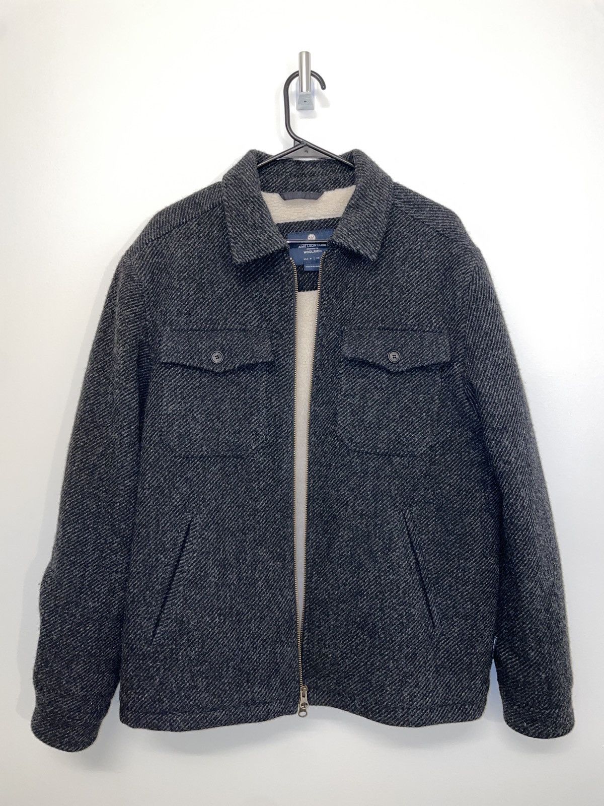 image of Aime Leon Dore Woolrich Sherpa Lined Winter Jacket in Black, Men's (Size Medium)