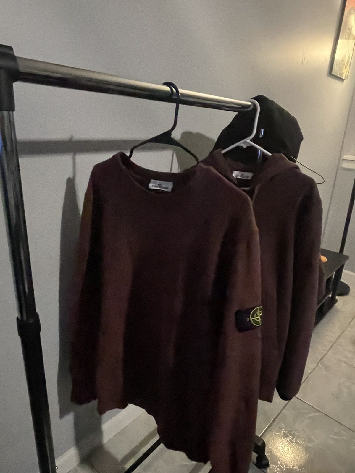 image of Stone Island Cotton Fleece Crewneck in Maroon, Men's (Size XL)