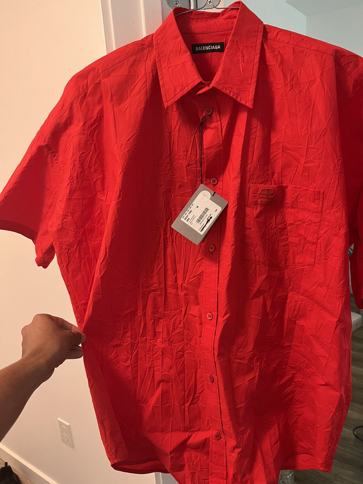 Balenciaga Balenciaga s/s cocoon crinkle poplin red shirt Size US M / EU 48-50 / 2 - 1 Thumbnail