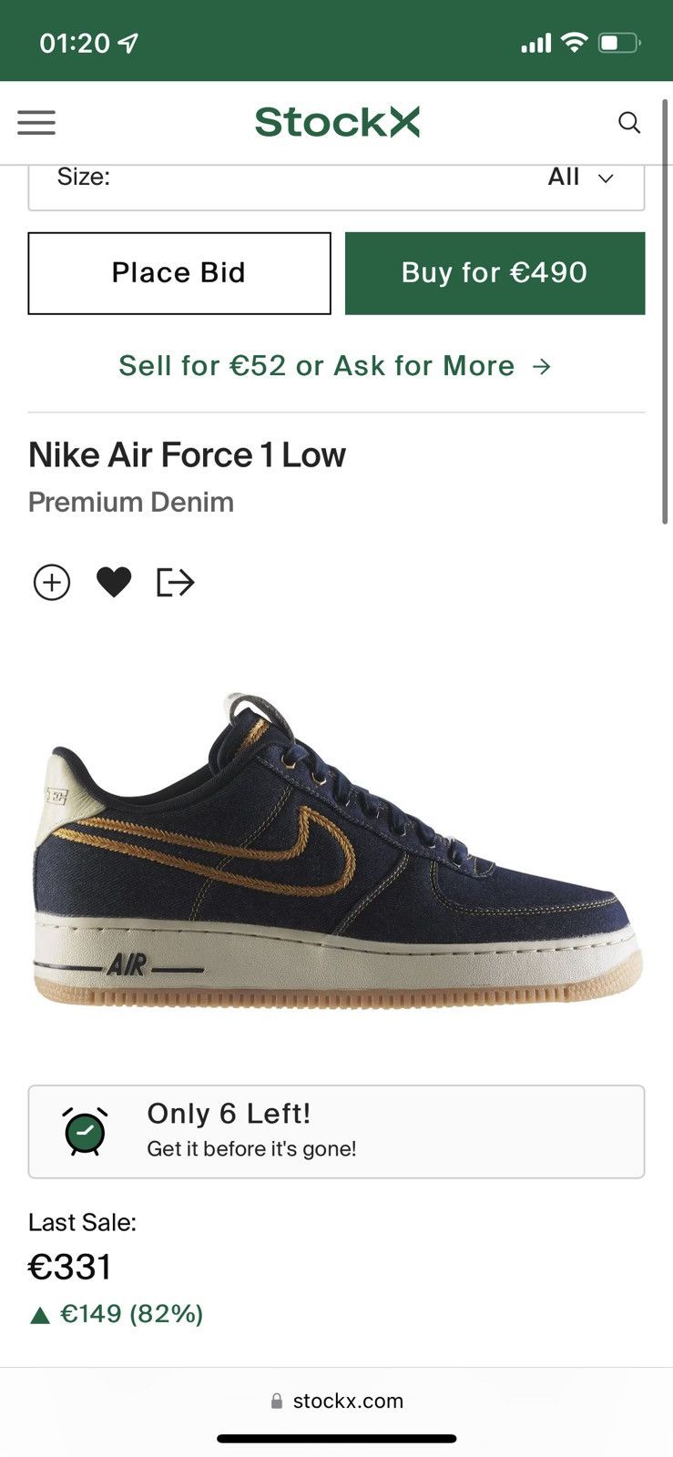 Nike RARE Nike Air Force 1 Low Premium “Denim” Sneakers Shoes Size US 12 / EU 45 - 9 Thumbnail