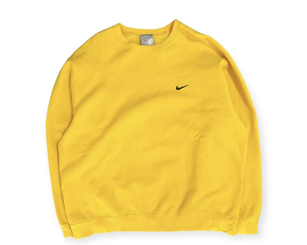 Image of Made In Canada x Nike Vintage Nike Mini Swoosh Yellow Crewneck, Men's (Size XL)