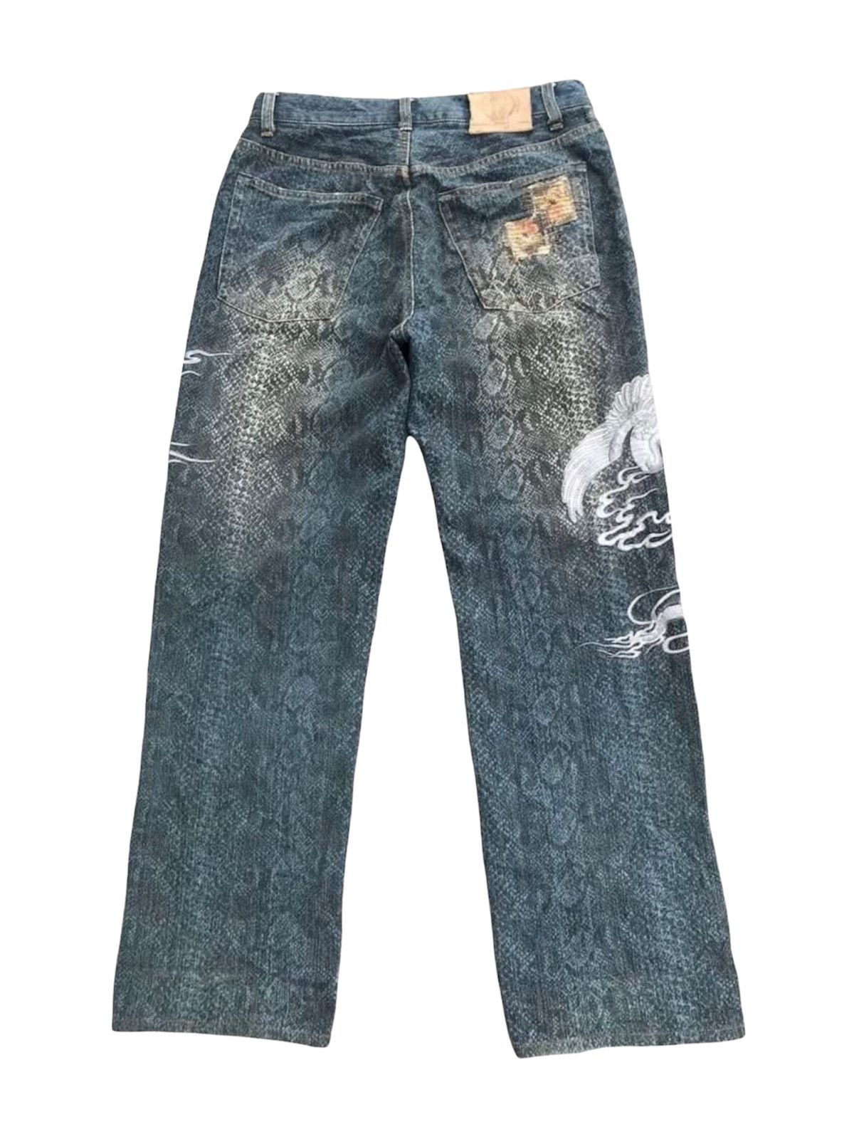 Japanese Brand Karakuri Dragon Embroidered Snake Skin Denim Size US 31 - 2 Thumbnail