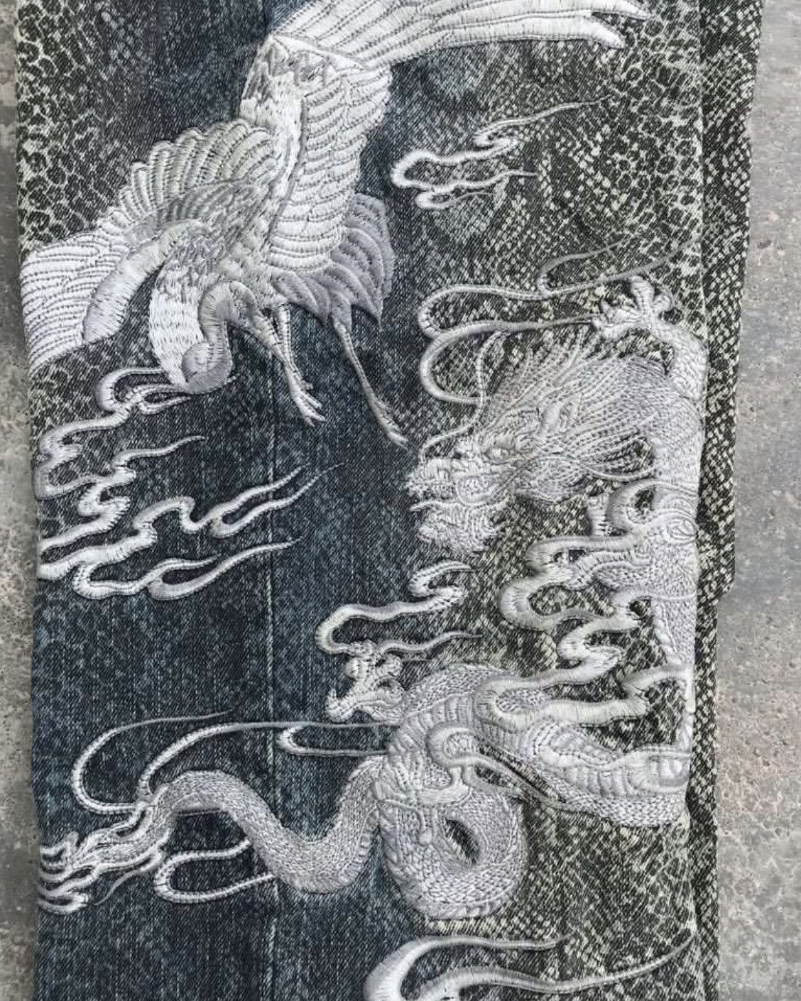 Japanese Brand Karakuri Dragon Embroidered Snake Skin Denim Size US 31 - 4 Thumbnail