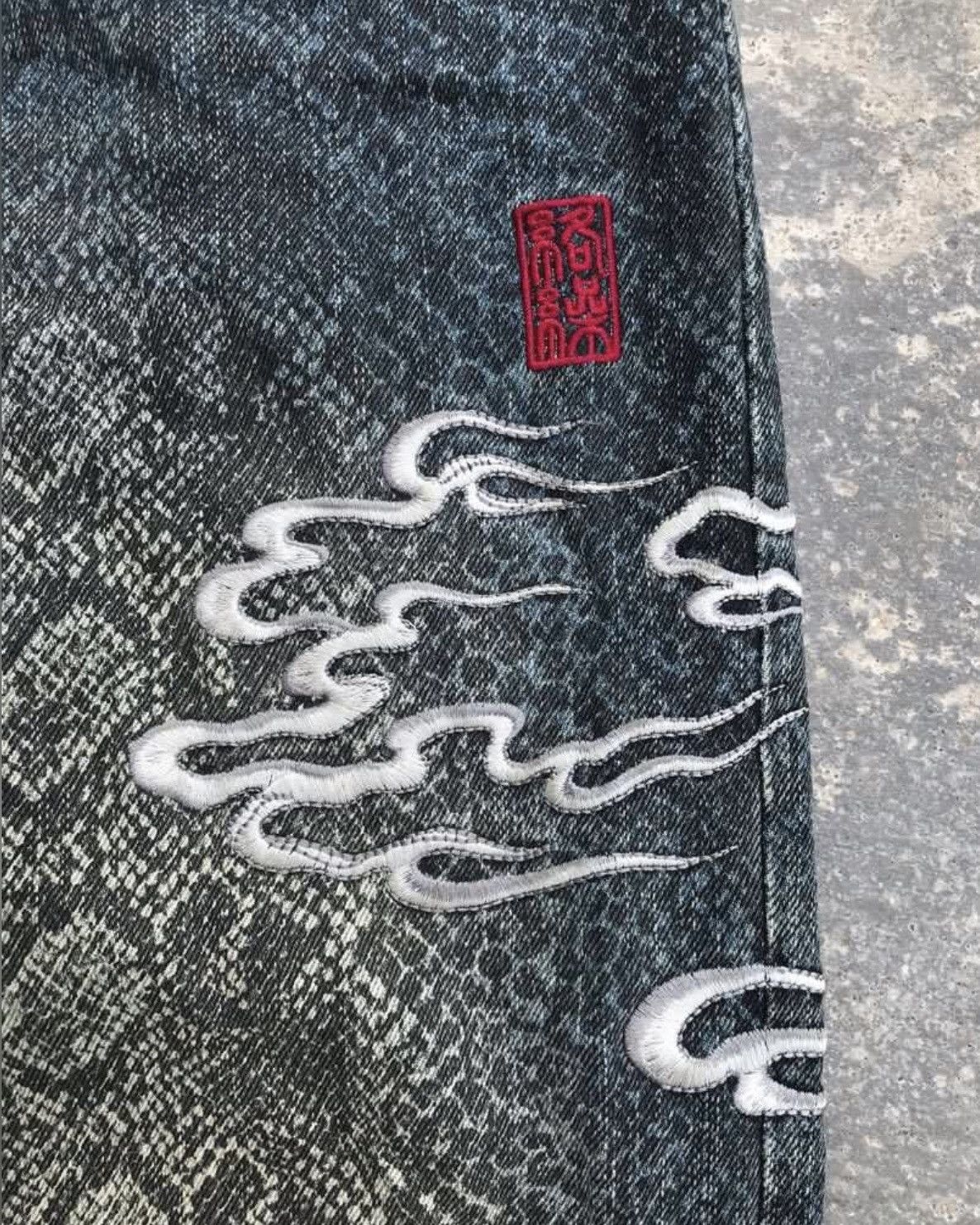 Japanese Brand Karakuri Dragon Embroidered Snake Skin Denim Size US 31 - 5 Thumbnail