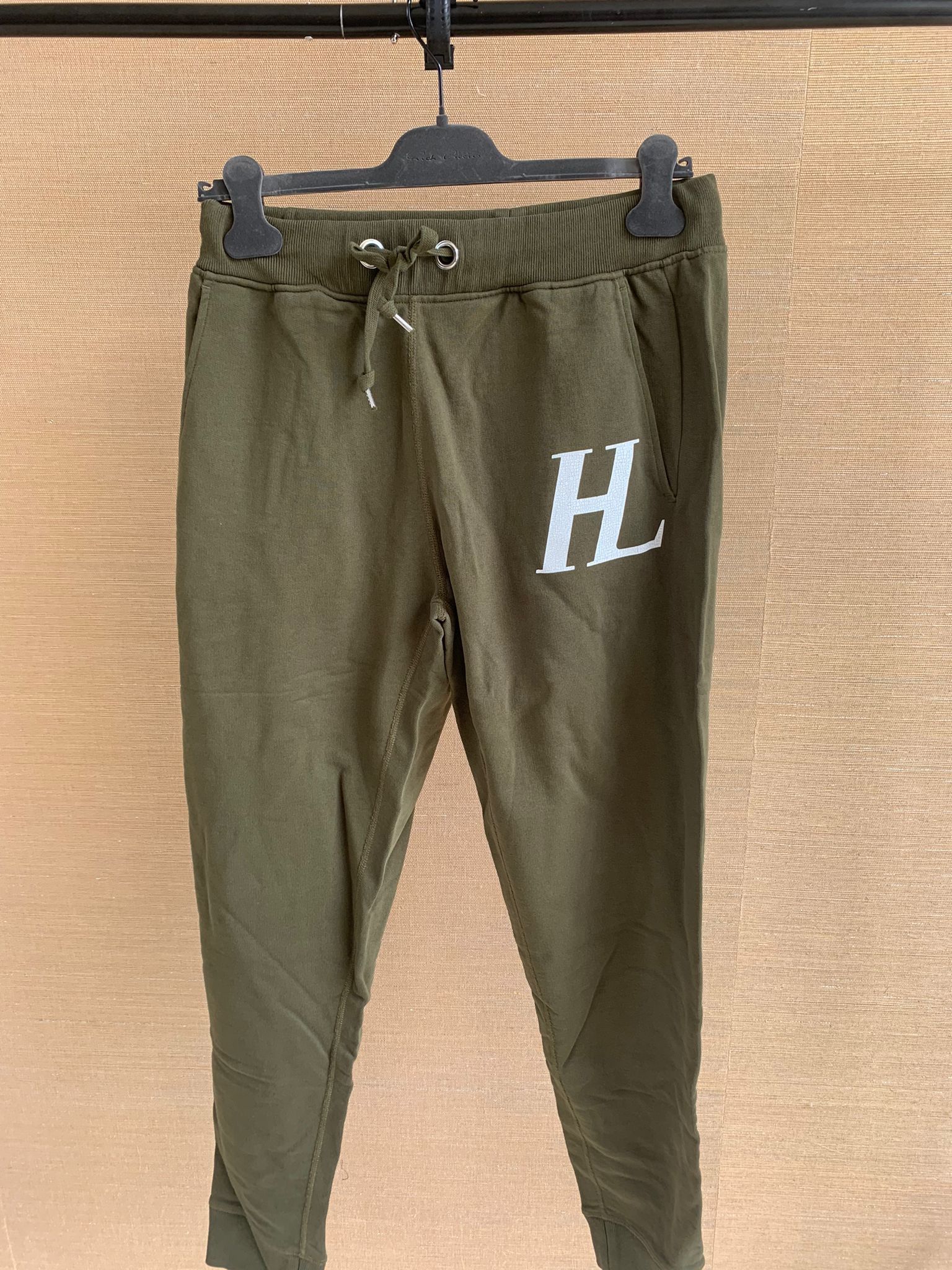 image of Helmut Lang Logo Sweat Pants in Olivine, Men's (Size 30)