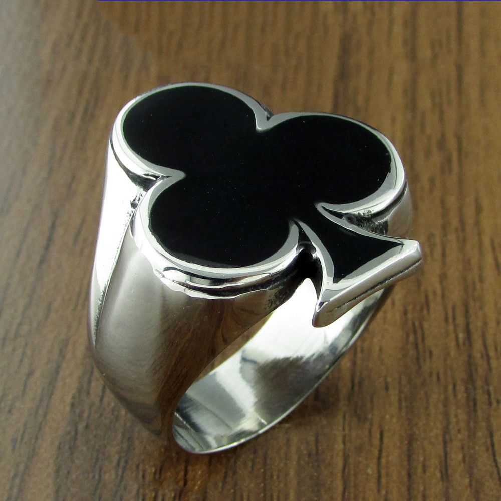 Jewelry Black Enamel Playing Cards Poker Club Ring Size ONE SIZE - 4 Thumbnail