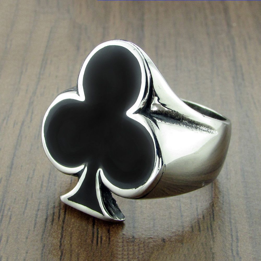 Jewelry Black Enamel Playing Cards Poker Club Ring Size ONE SIZE - 2 Thumbnail