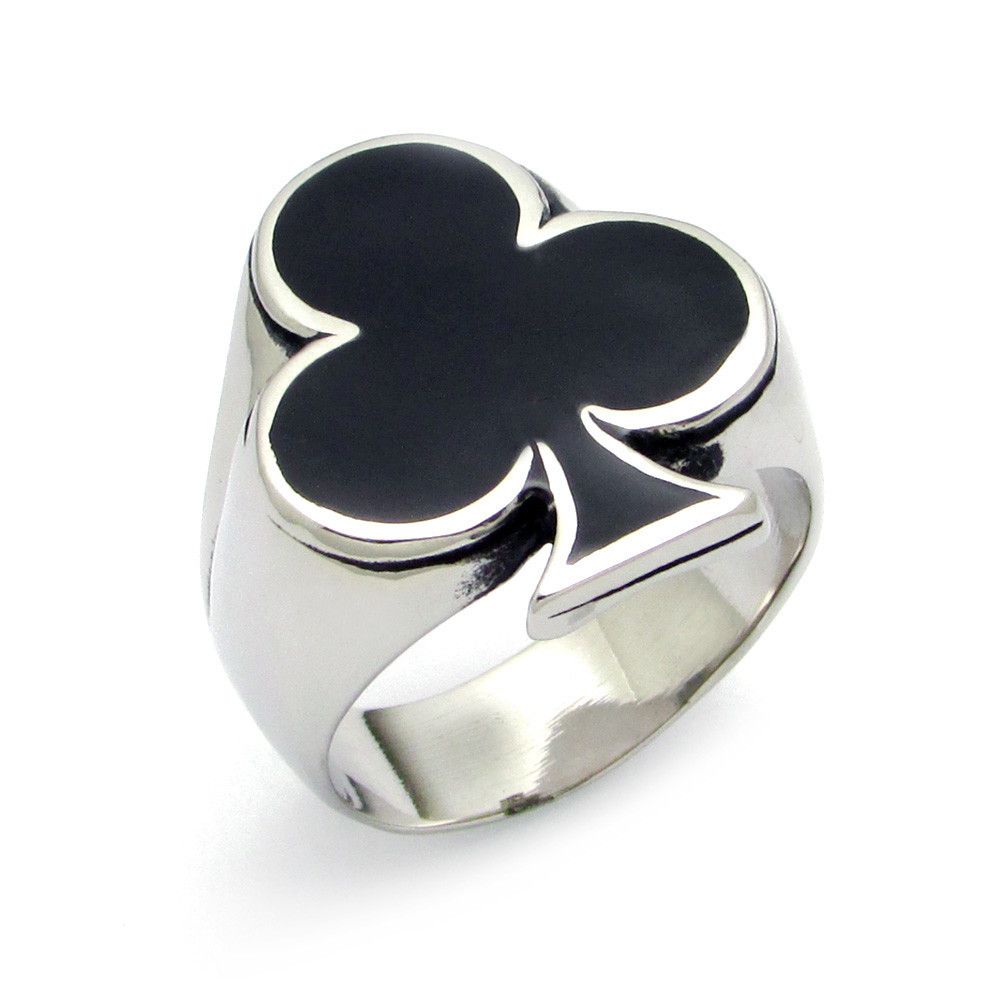 Jewelry Black Enamel Playing Cards Poker Club Ring Size ONE SIZE - 1 Thumbnail