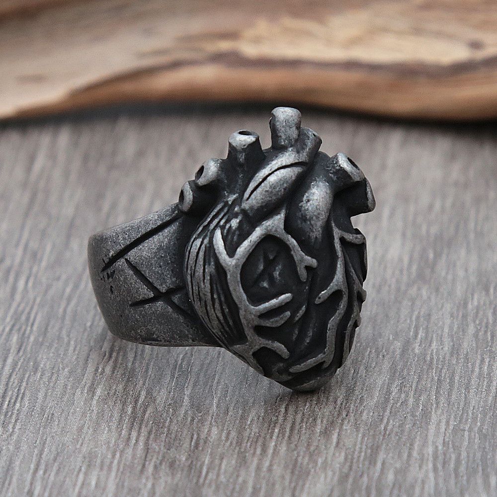 Jewelry Gothic Nightclub Heart Ring Size ONE SIZE - 4 Thumbnail
