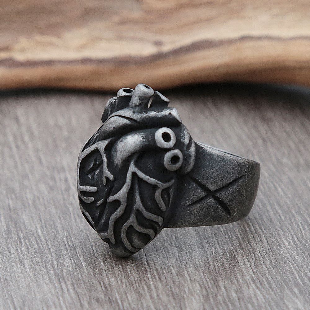 Jewelry Gothic Nightclub Heart Ring Size ONE SIZE - 5 Thumbnail