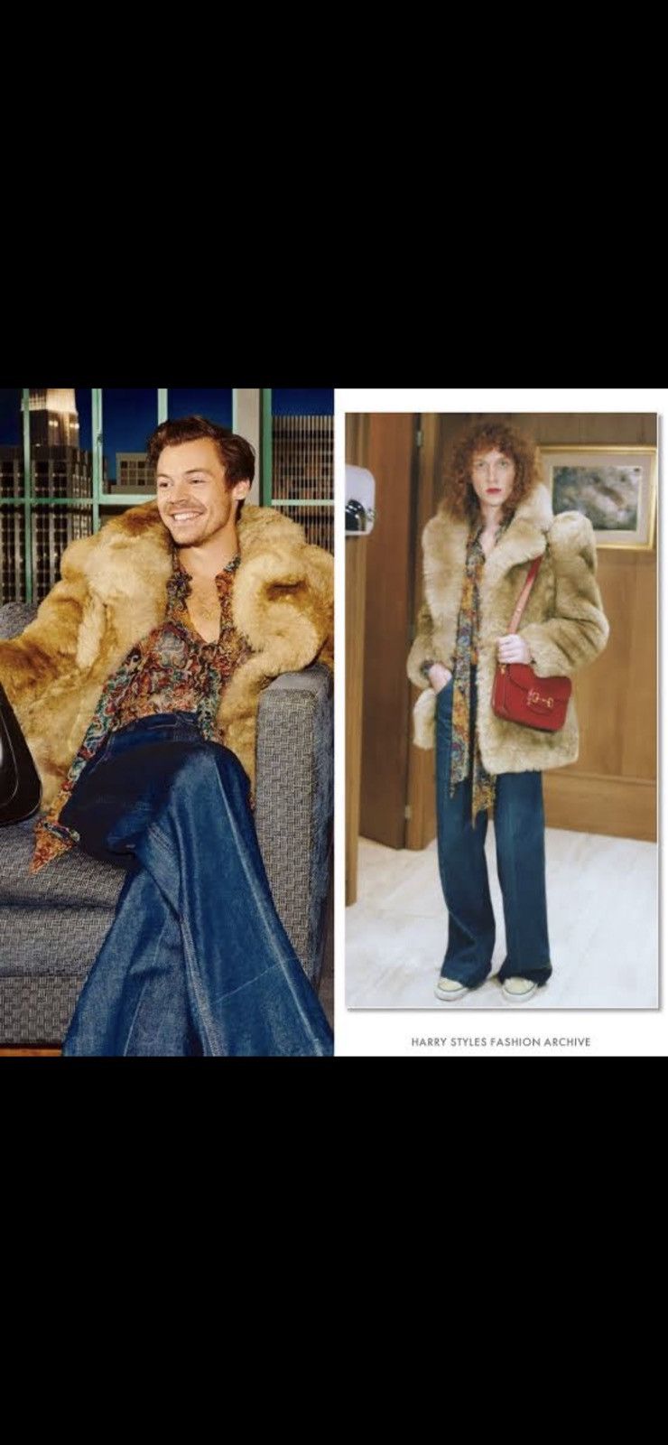 image of Gucci $7,000+Value Shearling Fur Jacket As Worn By Harry Styles in Beige, Men's (Size Medium)