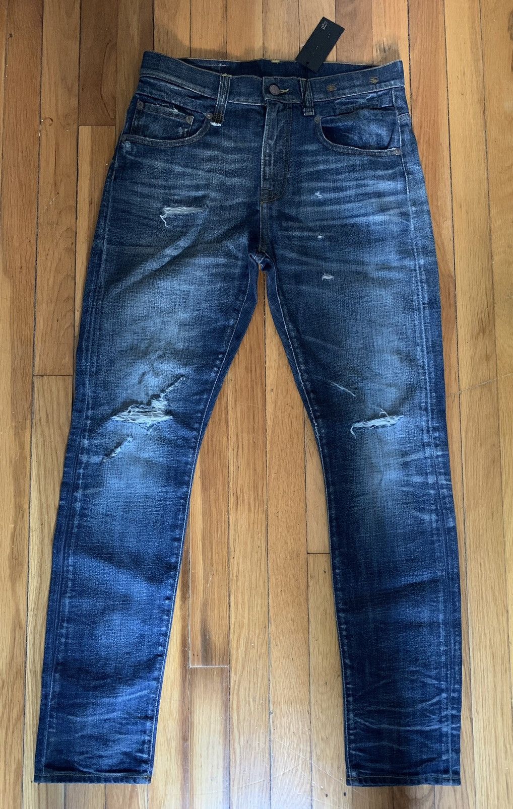 New R13 Blue good Distressed Skate Jeans In Cromwell