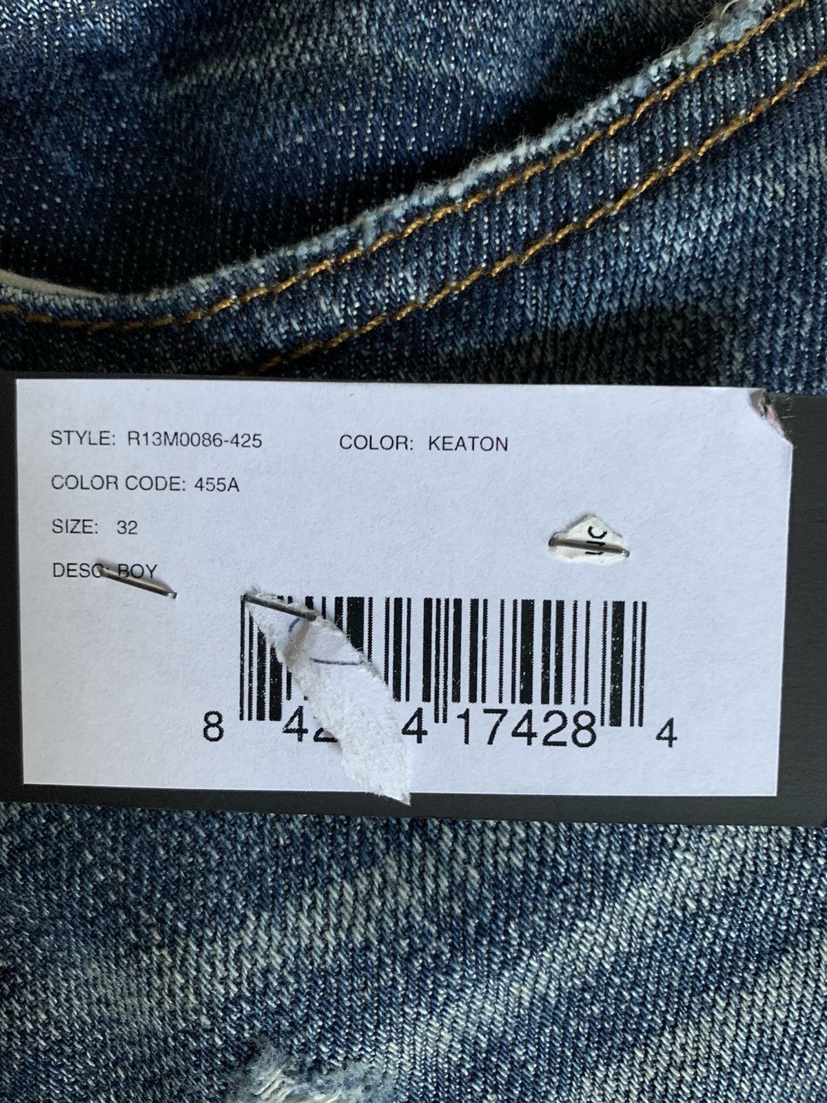 R13 $600+ Boy jeans, ripped, distressed, Italy, Japanese denim Size US 32 / EU 48 - 21 Thumbnail