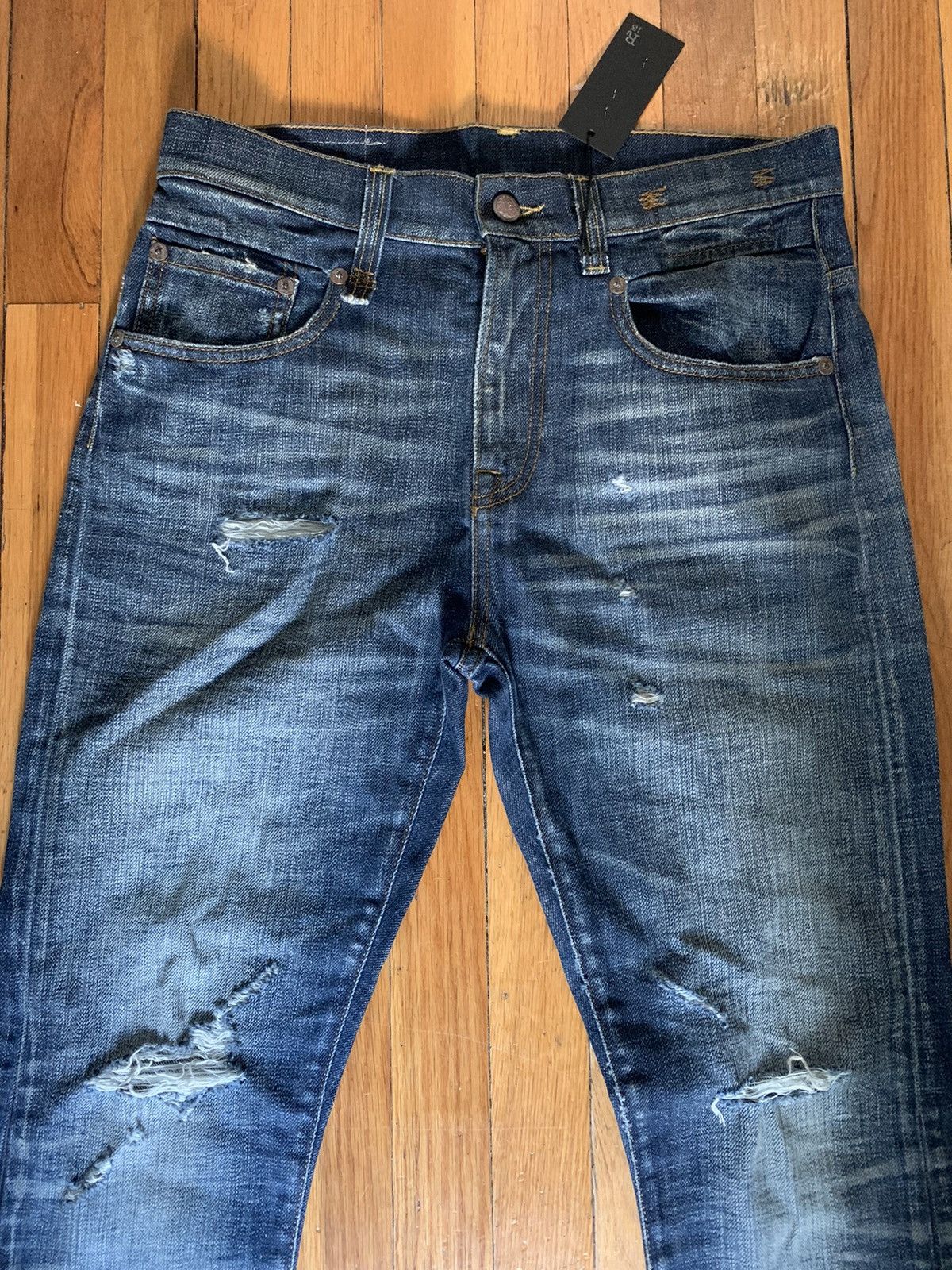 R13 $600+ Boy jeans, ripped, distressed, Italy, Japanese denim Size US 32 / EU 48 - 2 Thumbnail